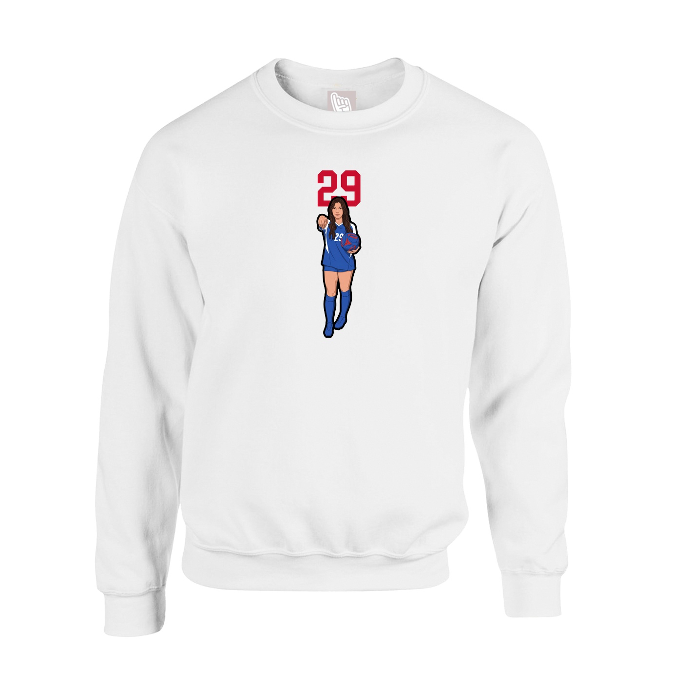 Fleece Crew — Number Top in White