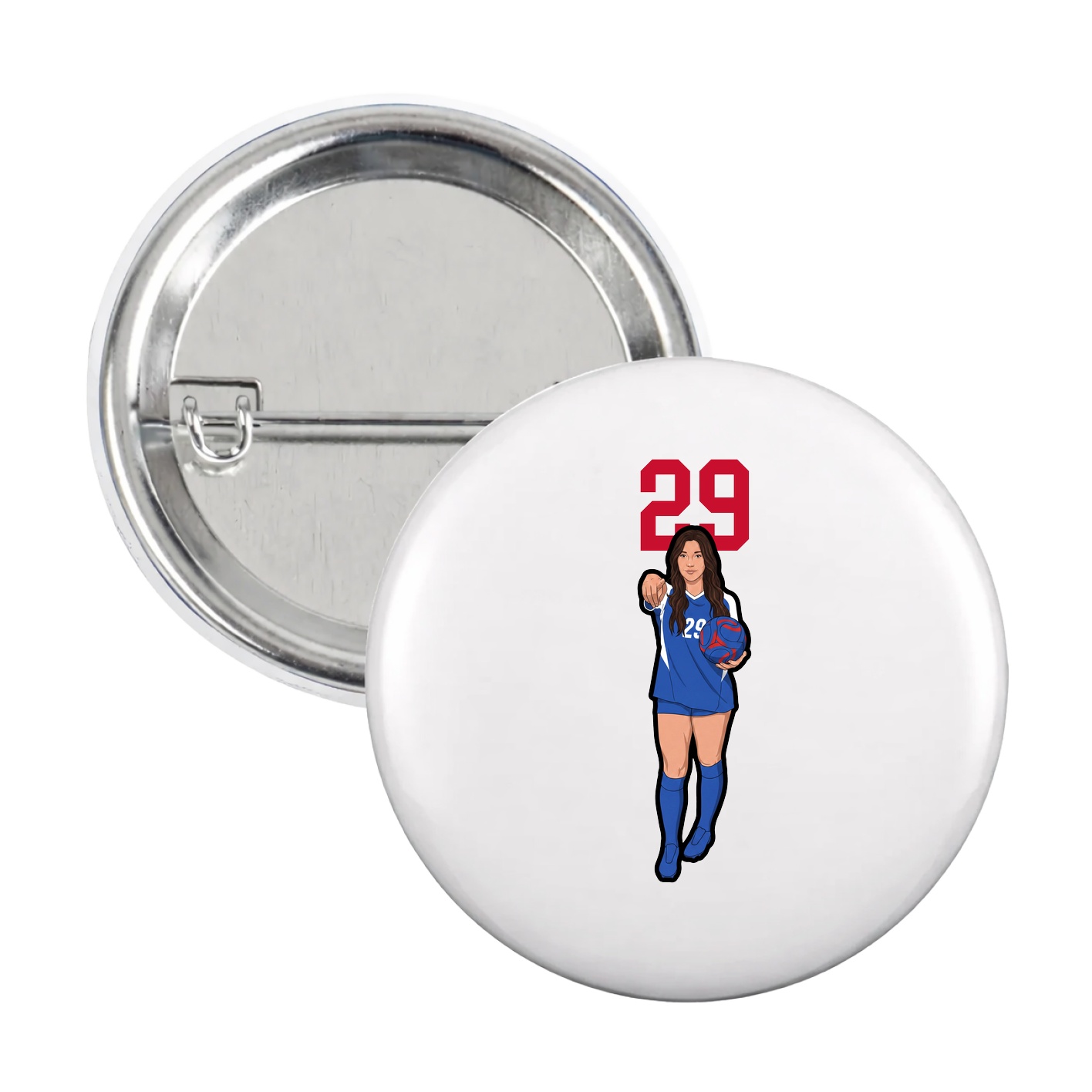 Game Day Button — Number Top in White