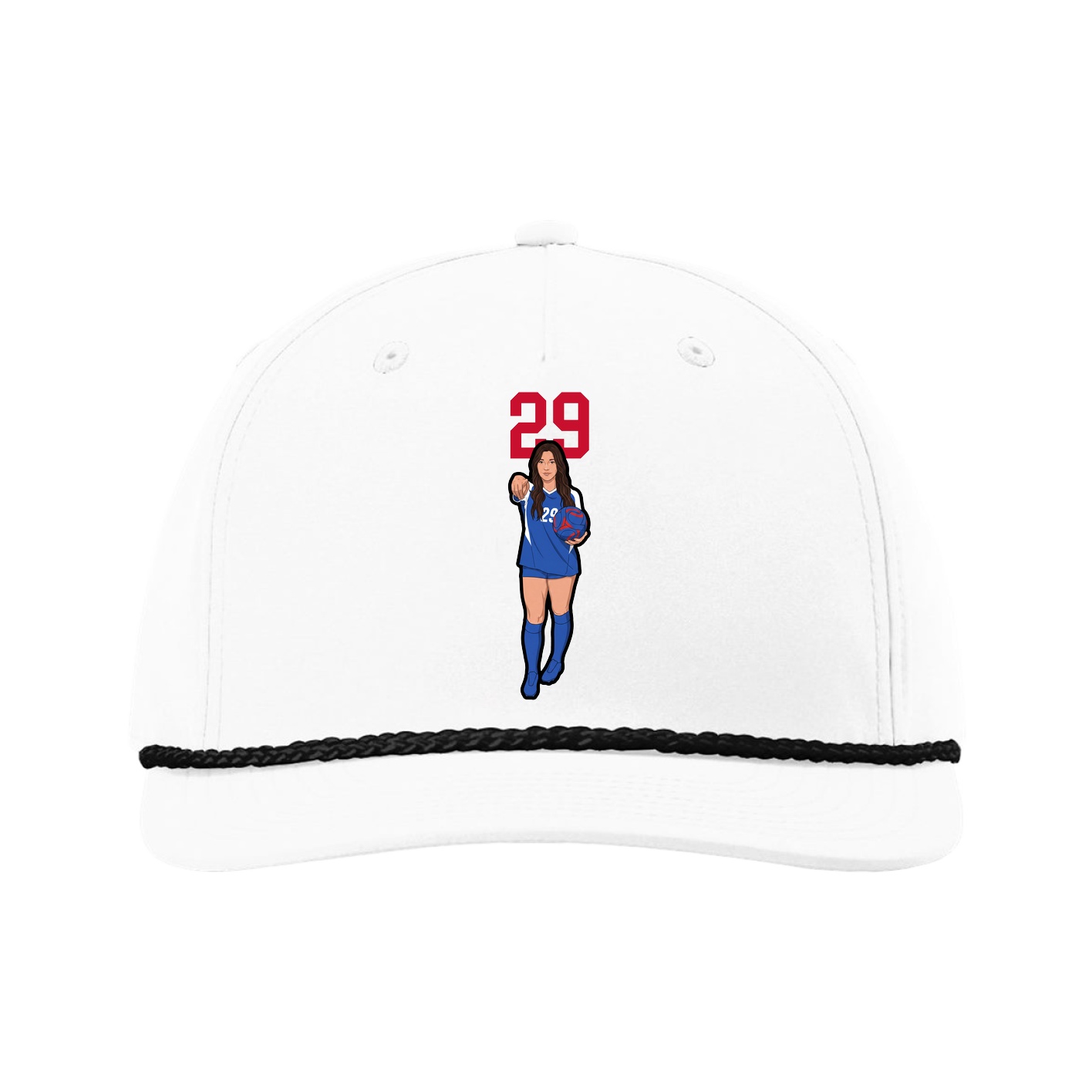 Five-Panel Classic Rope Cap — Number Top in White