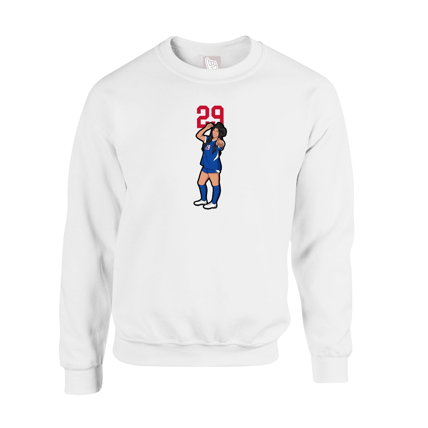 Fleece Crew — Number Top in White