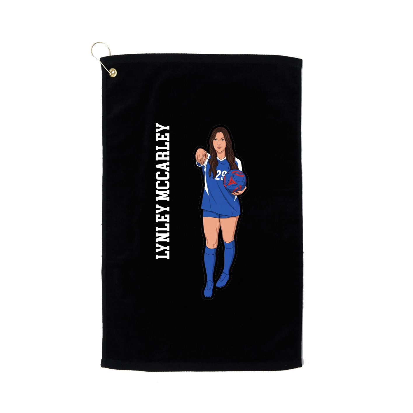 Golf Towel — Name Vertical in Black