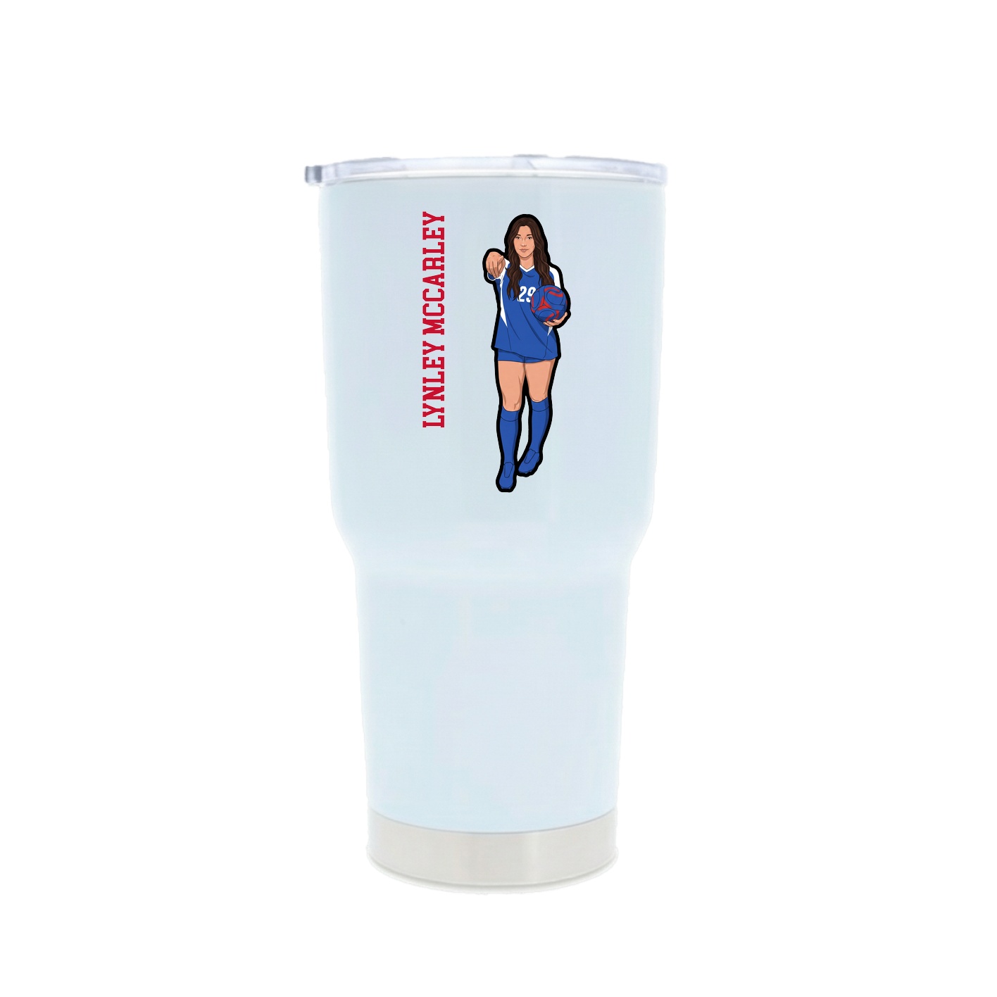 30oz Stainless Steel Tumbler — Name Vertical in White