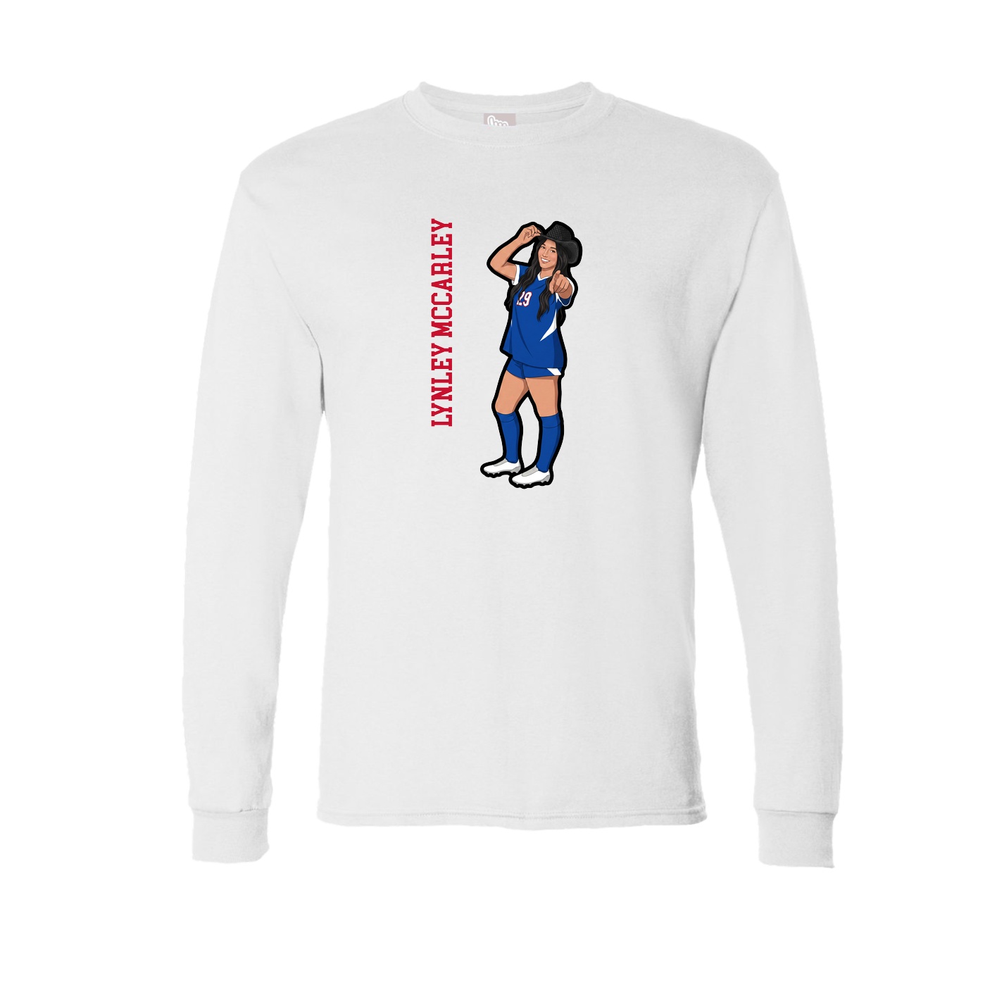 Long Sleeve Tee — Name Vertical in White