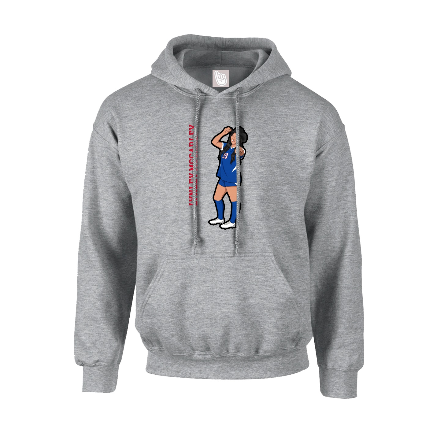 Youth Hoodie — Name Vertical in Grey
