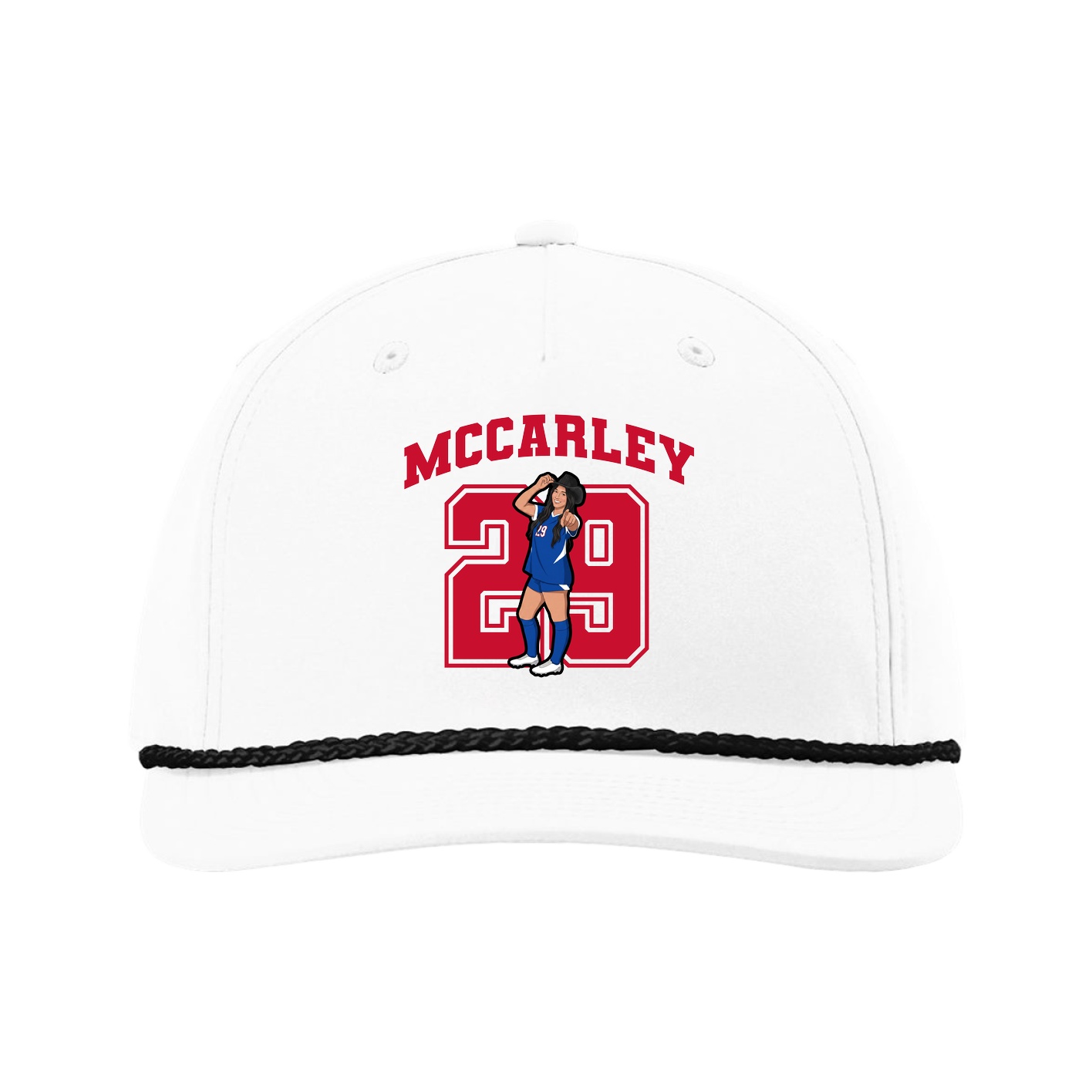 Five-Panel Classic Rope Cap — Number in White