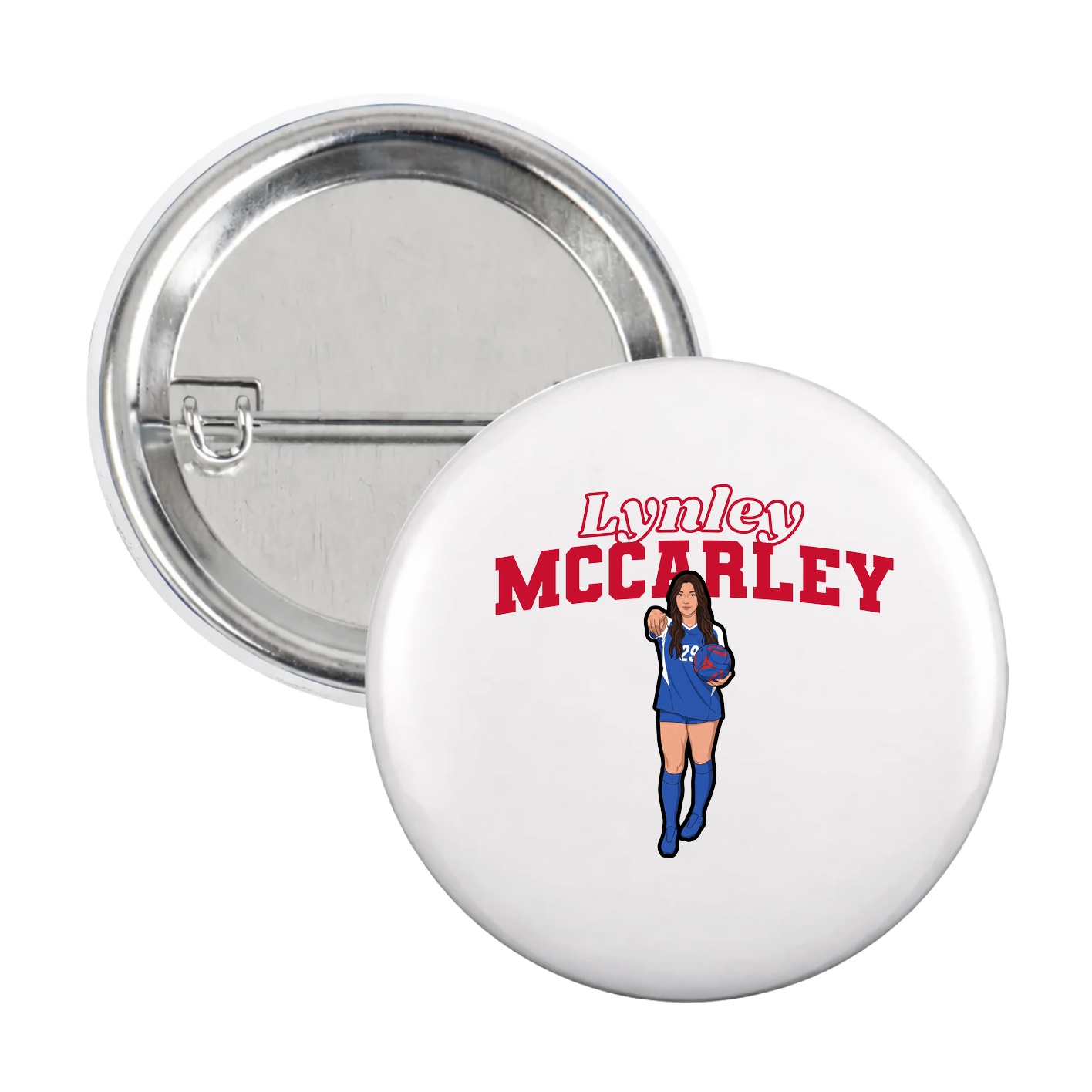 Game Day Button — Name Arch in White