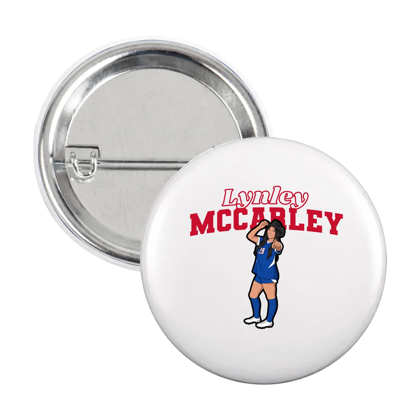 Game Day Button — Name Arch in White