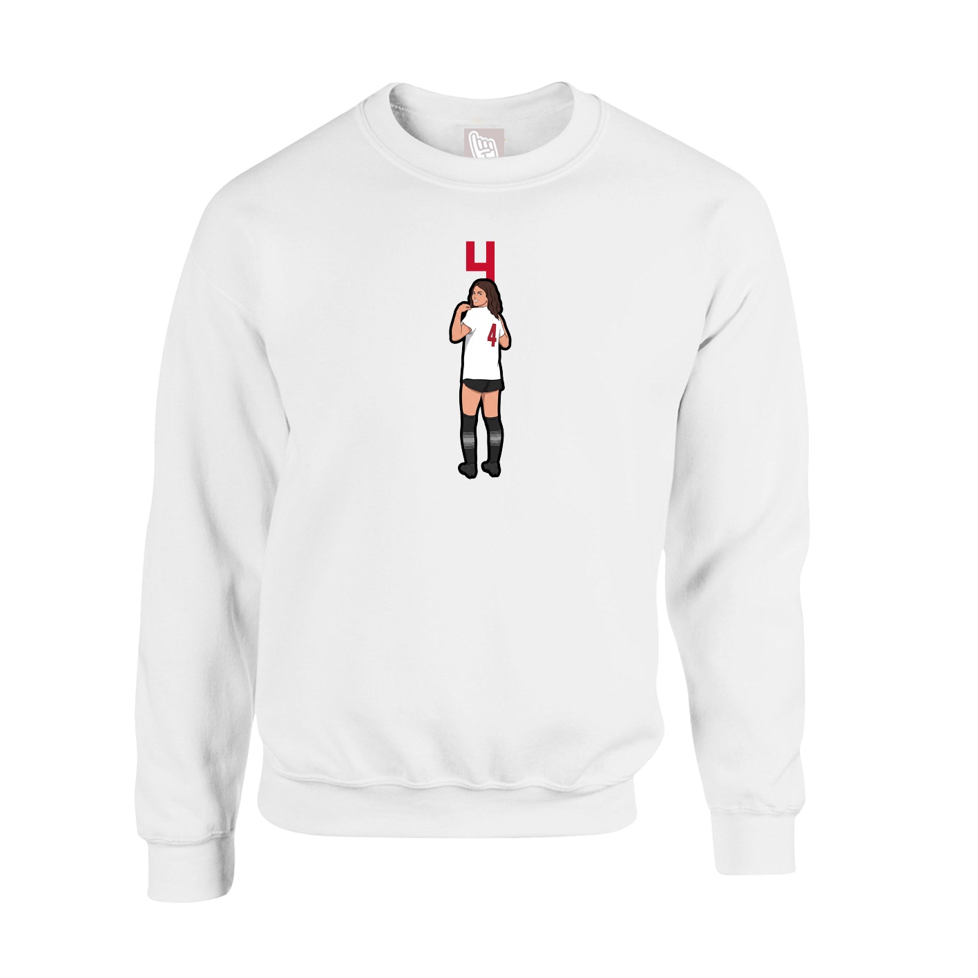 Fleece Crew — Number Top in White