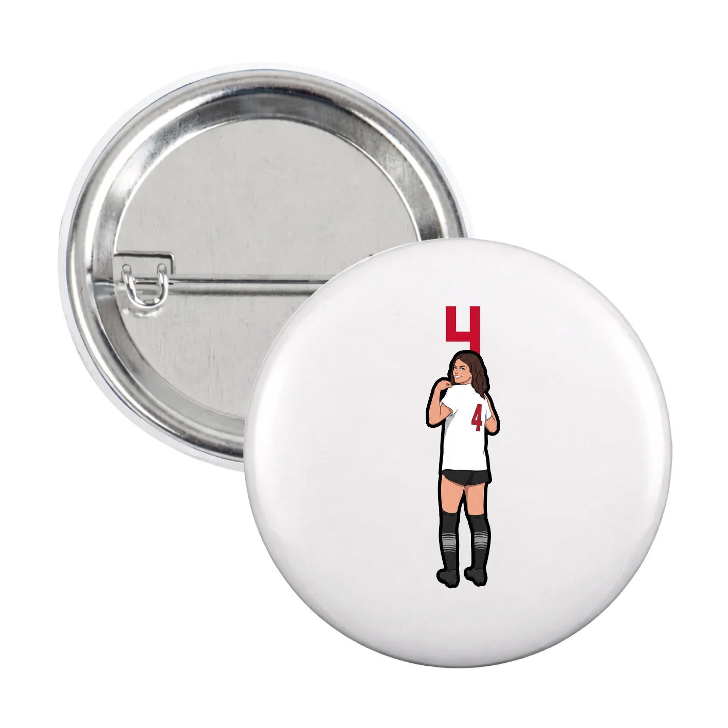 Game Day Button — Number Top in White