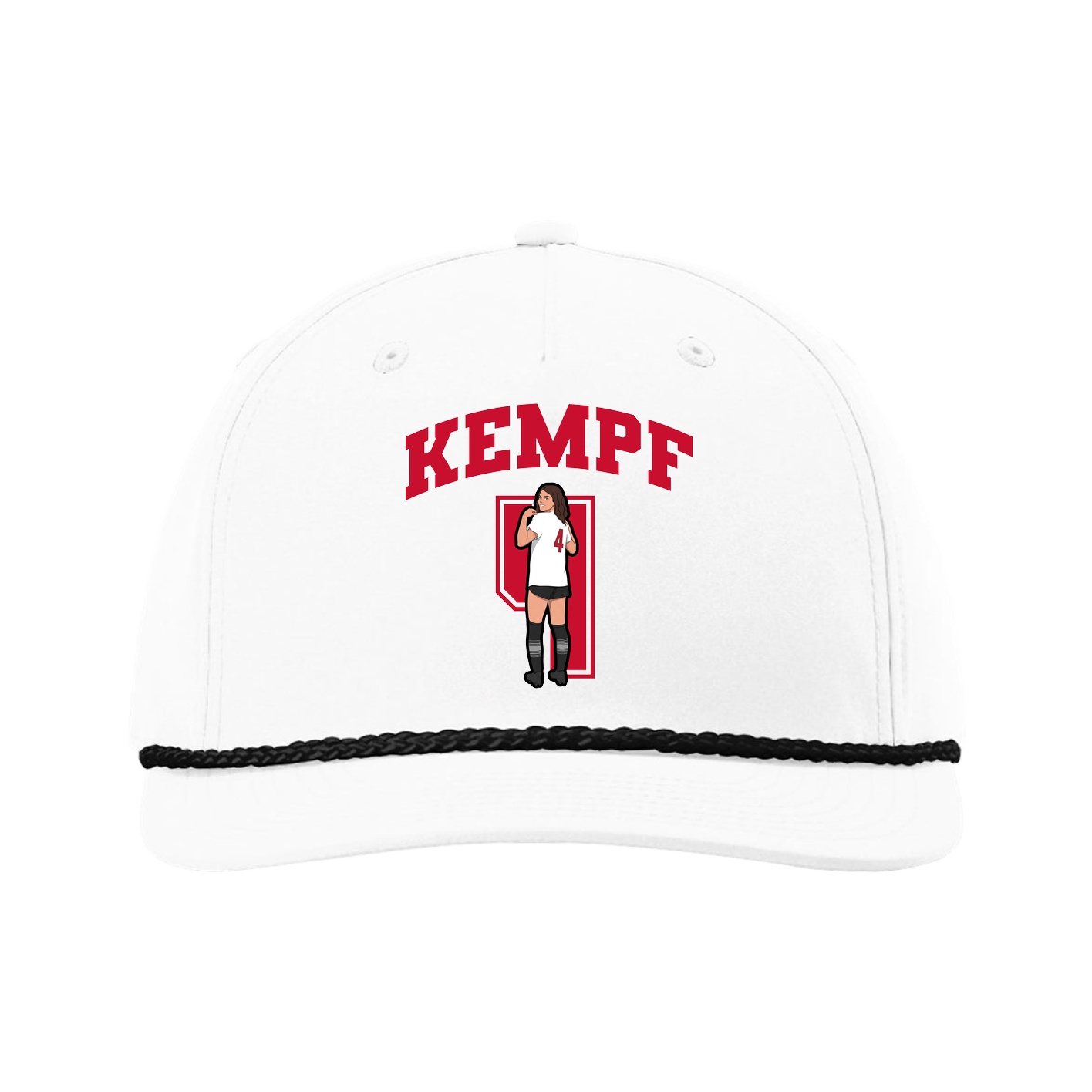 Five-Panel Classic Rope Cap — Number in White