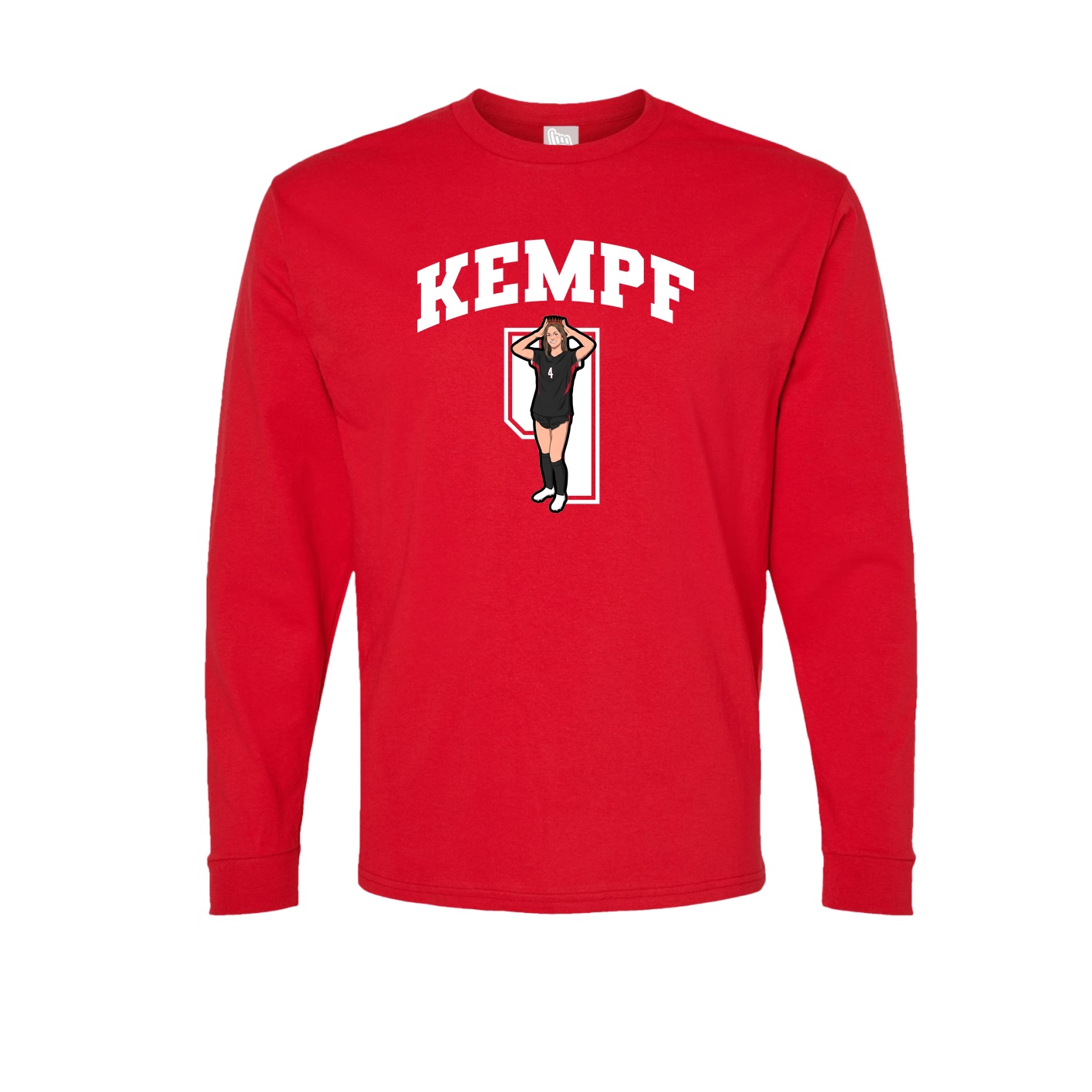 Long Sleeve Tee — Number in Red