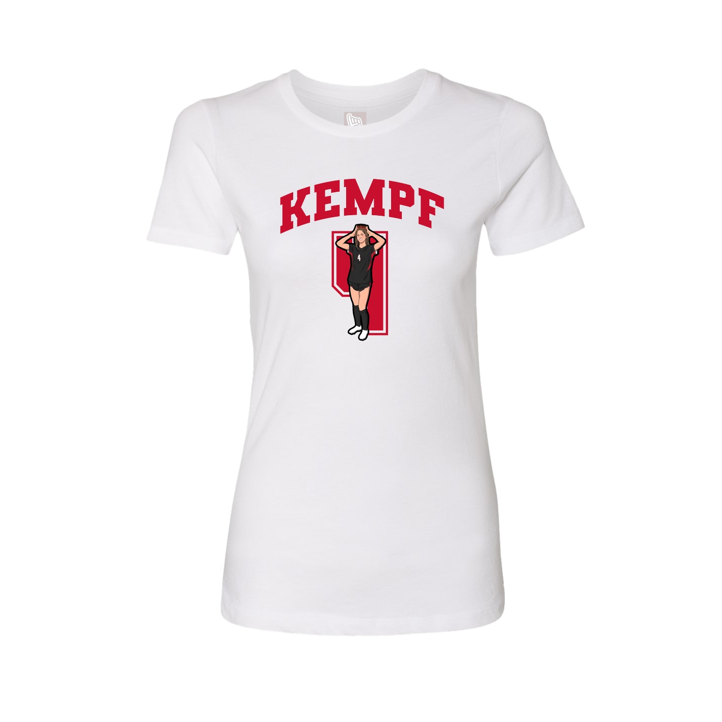 Fitted Women's Tee — Number in White