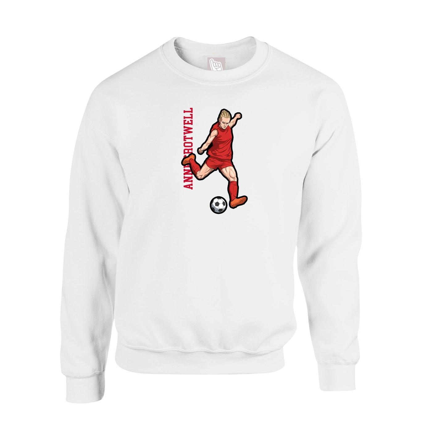 Fleece Crew — Name Vertical in White