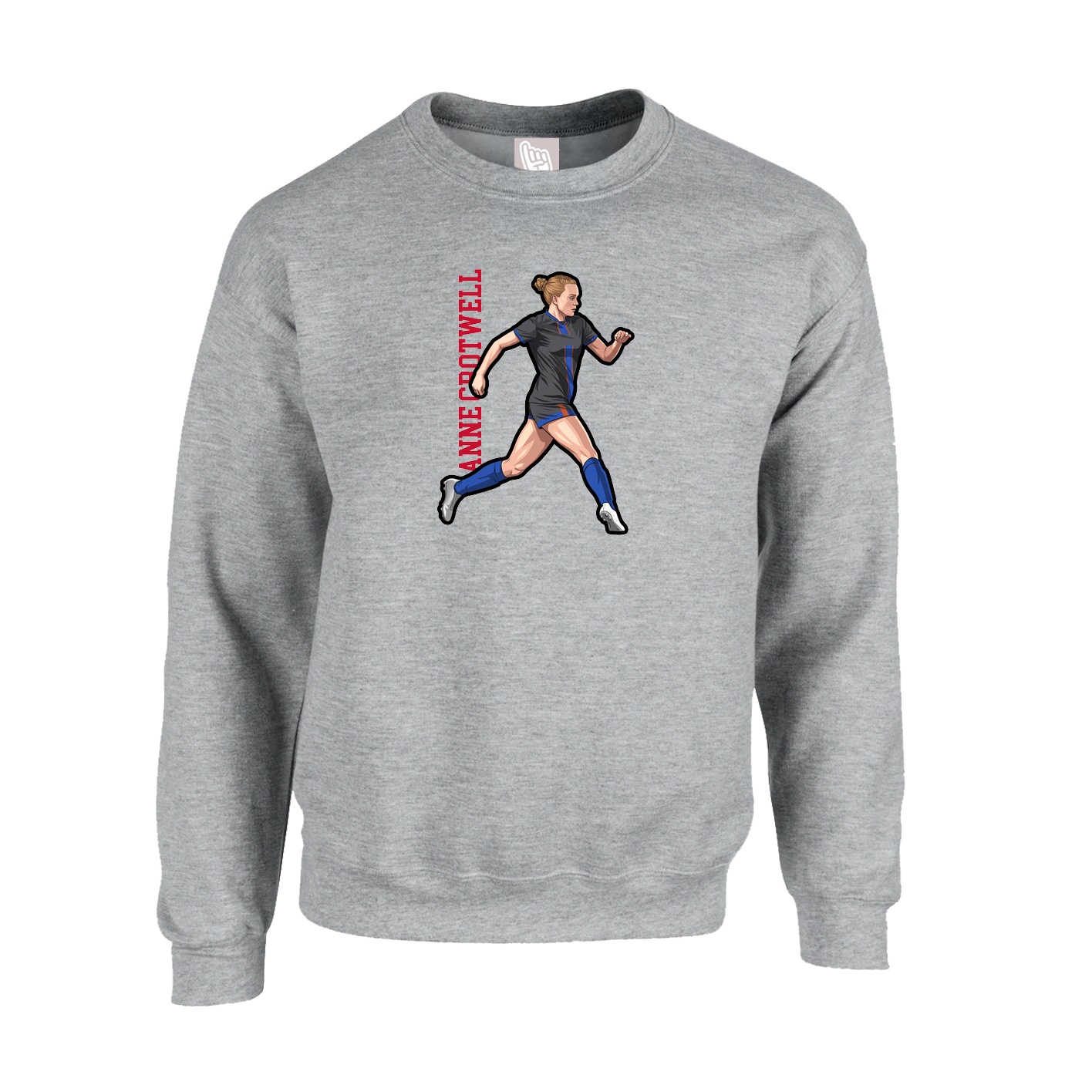 Fleece Crew — Name Vertical in Grey