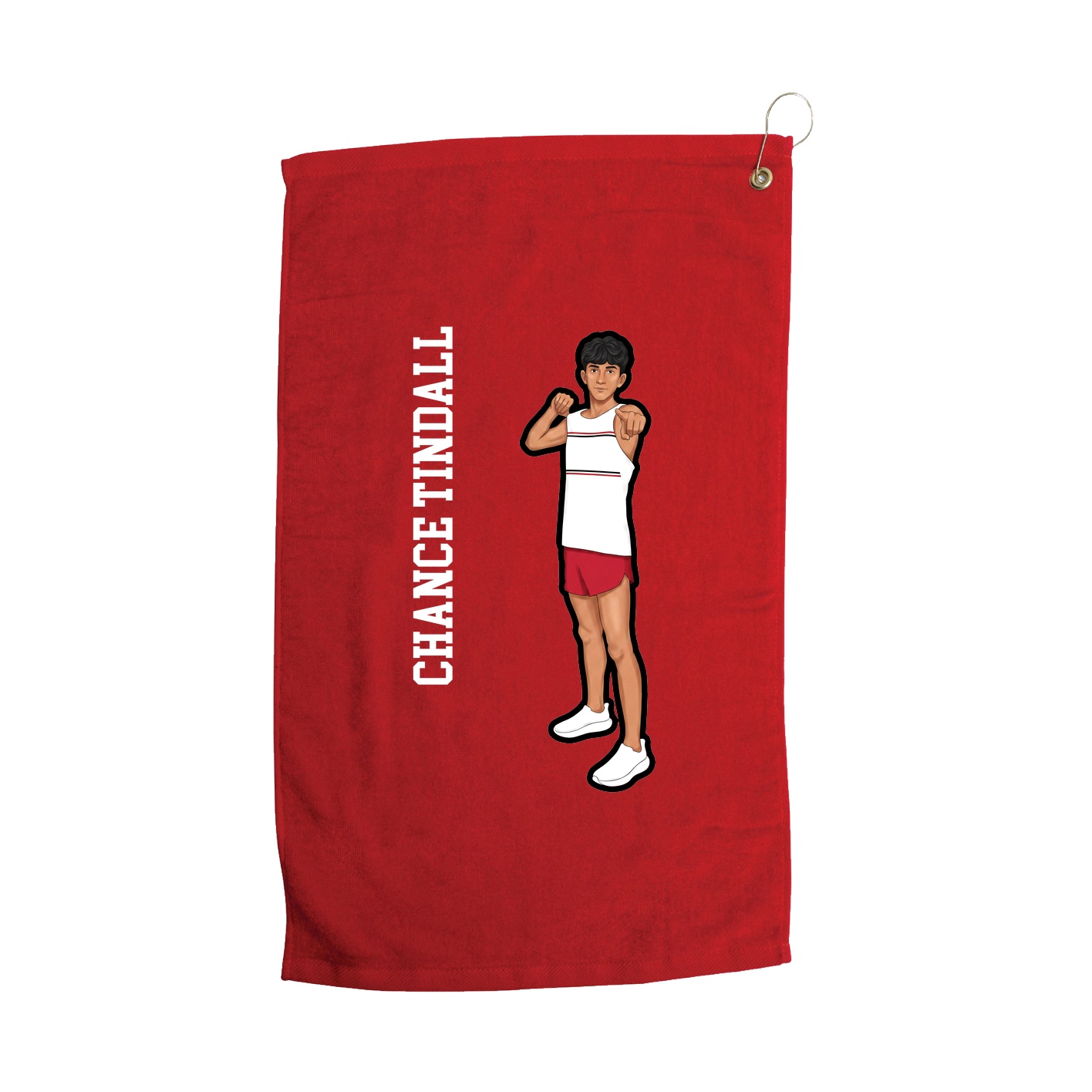 Golf Towel — Name Vertical in Red