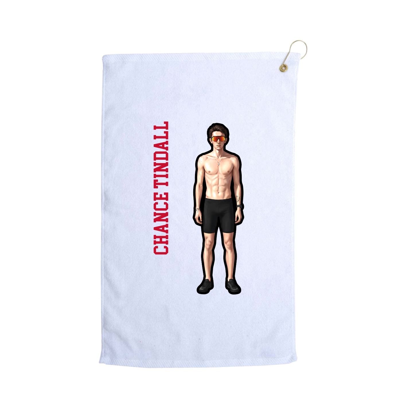 Golf Towel — Name Vertical in White