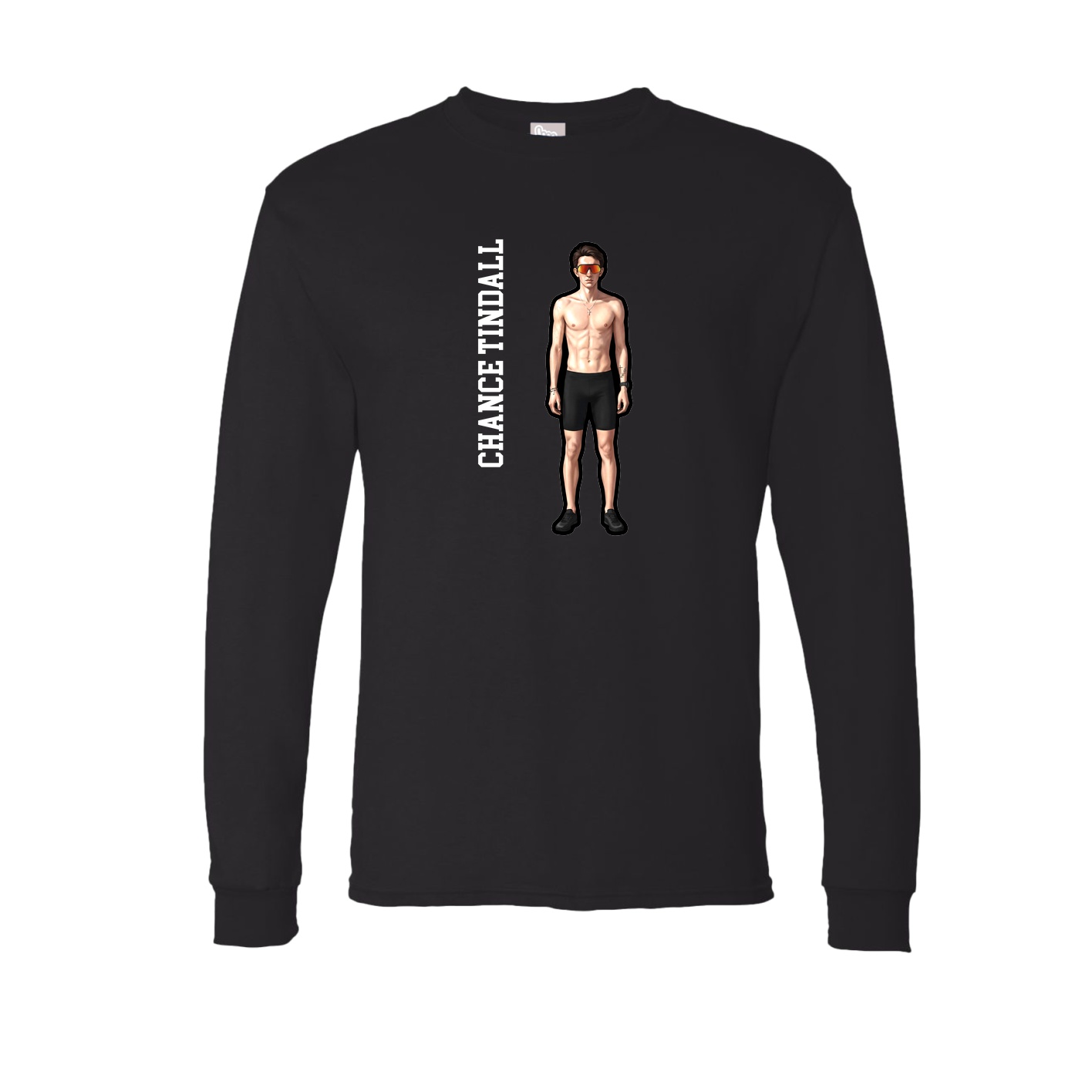 Long Sleeve Tee — Name Vertical in Black