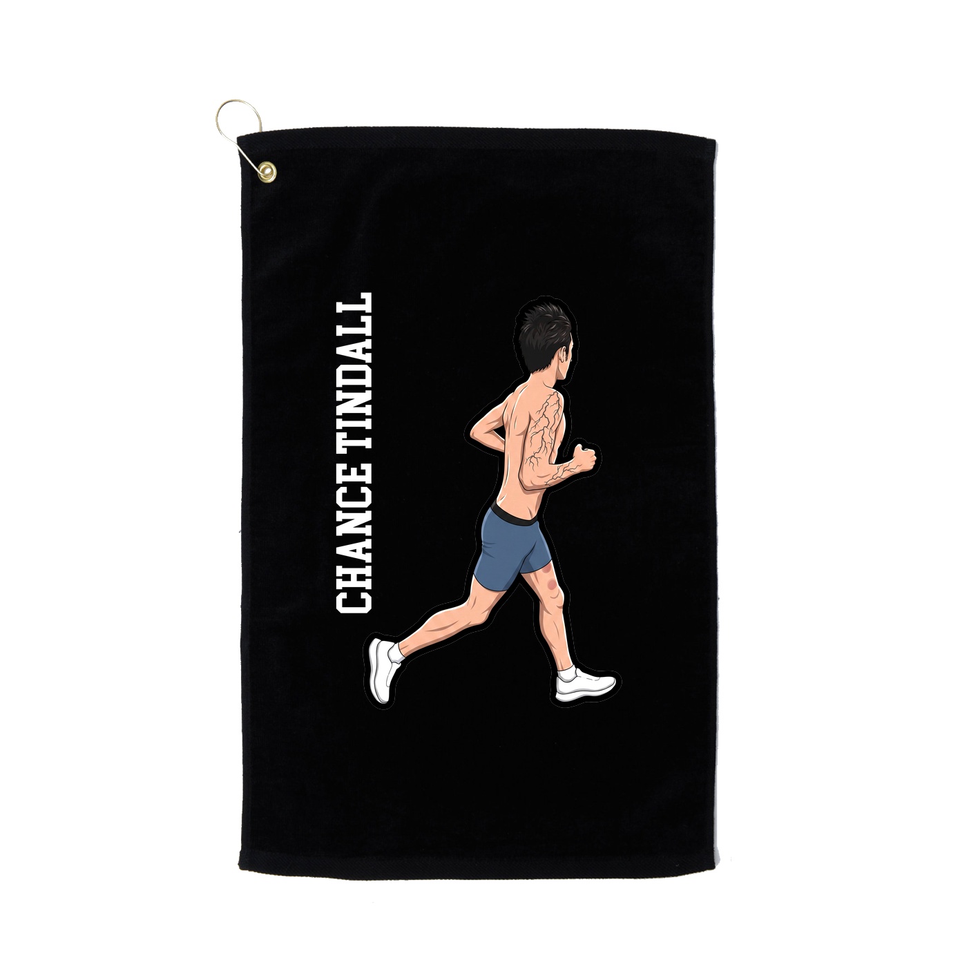 Golf Towel — Name Vertical in Black