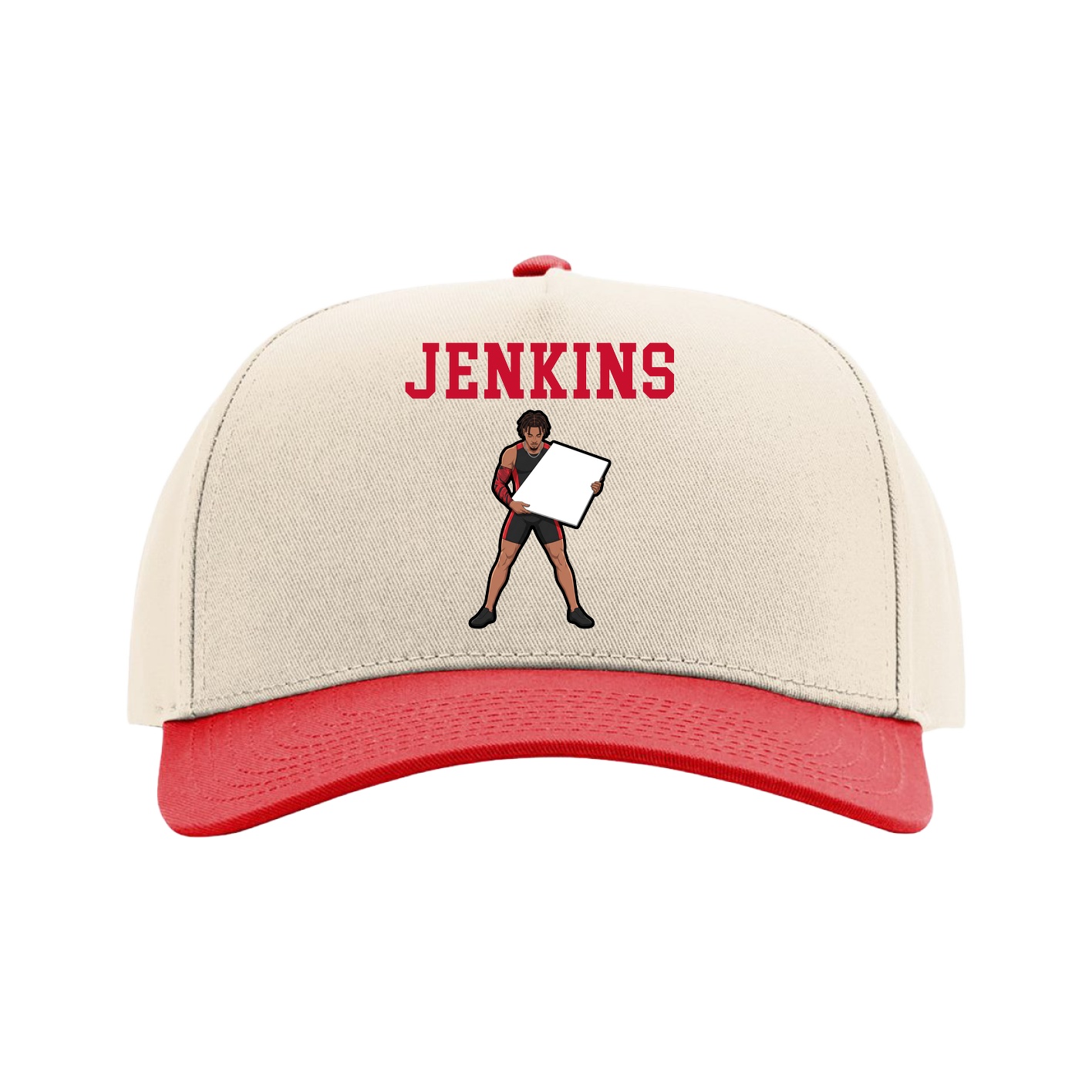 Full Fabric Five-Panel Champ Cap — Shirsey in Cream/Red