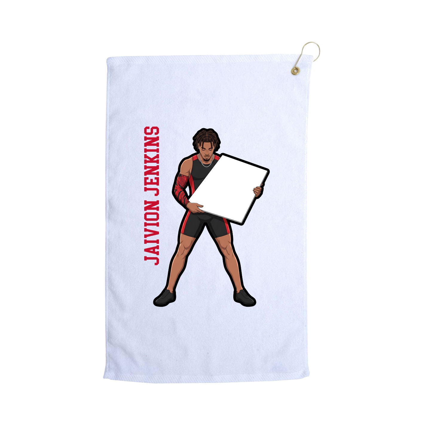 Golf Towel — Name Vertical in White