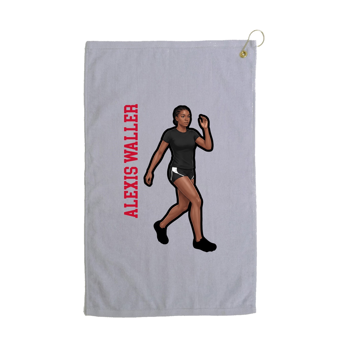 Golf Towel — Name Vertical in Grey