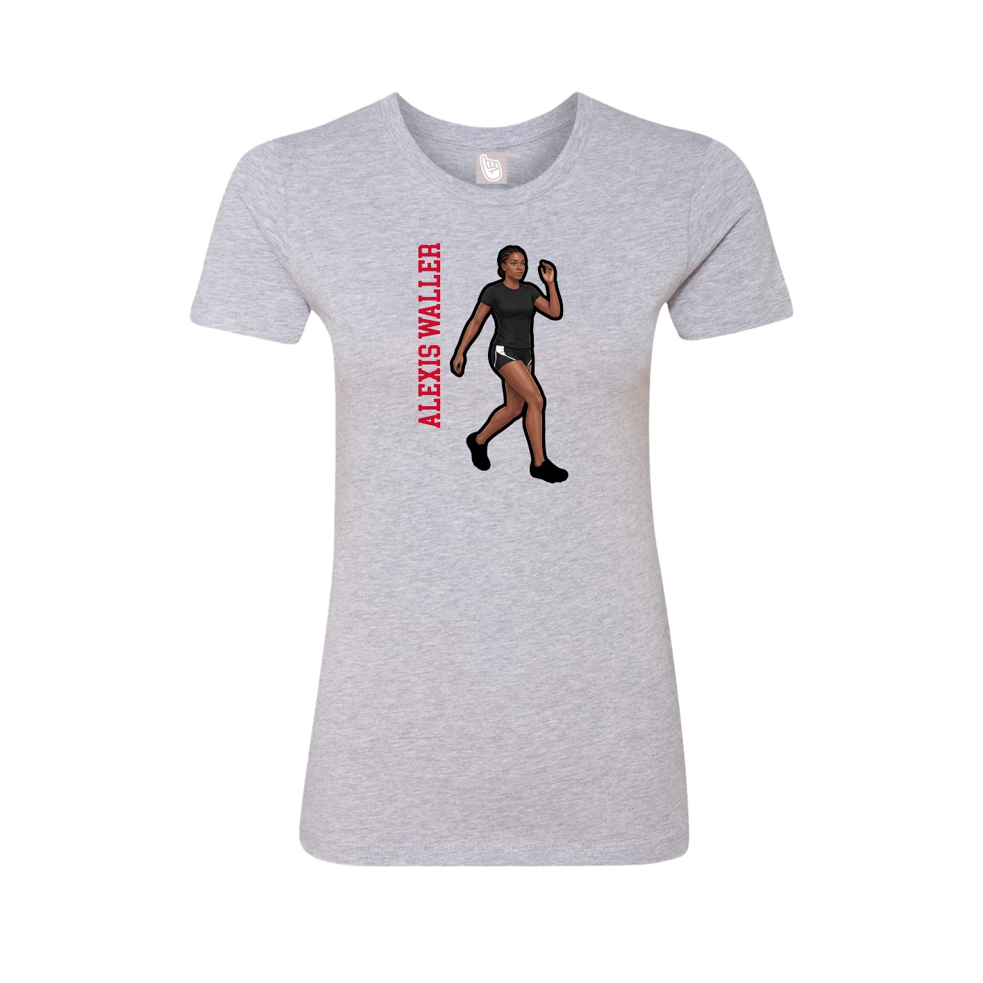 Fitted Women's Tee — Name Vertical in Grey
