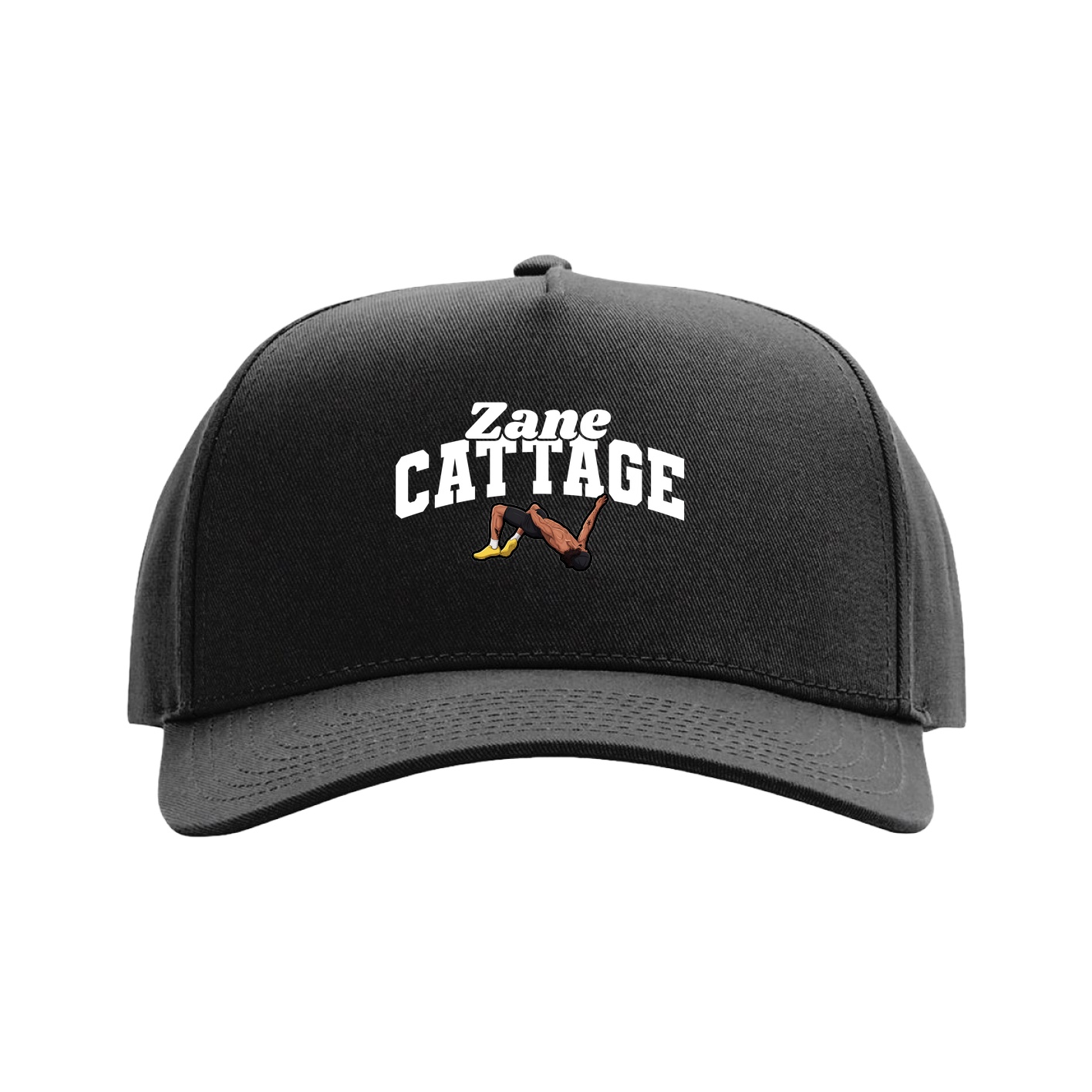 Full Fabric Five-Panel Champ Cap — Signature Arch in Black