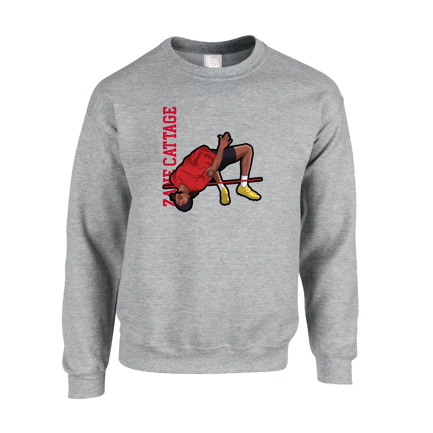 Fleece Crew — Name Vertical in Grey