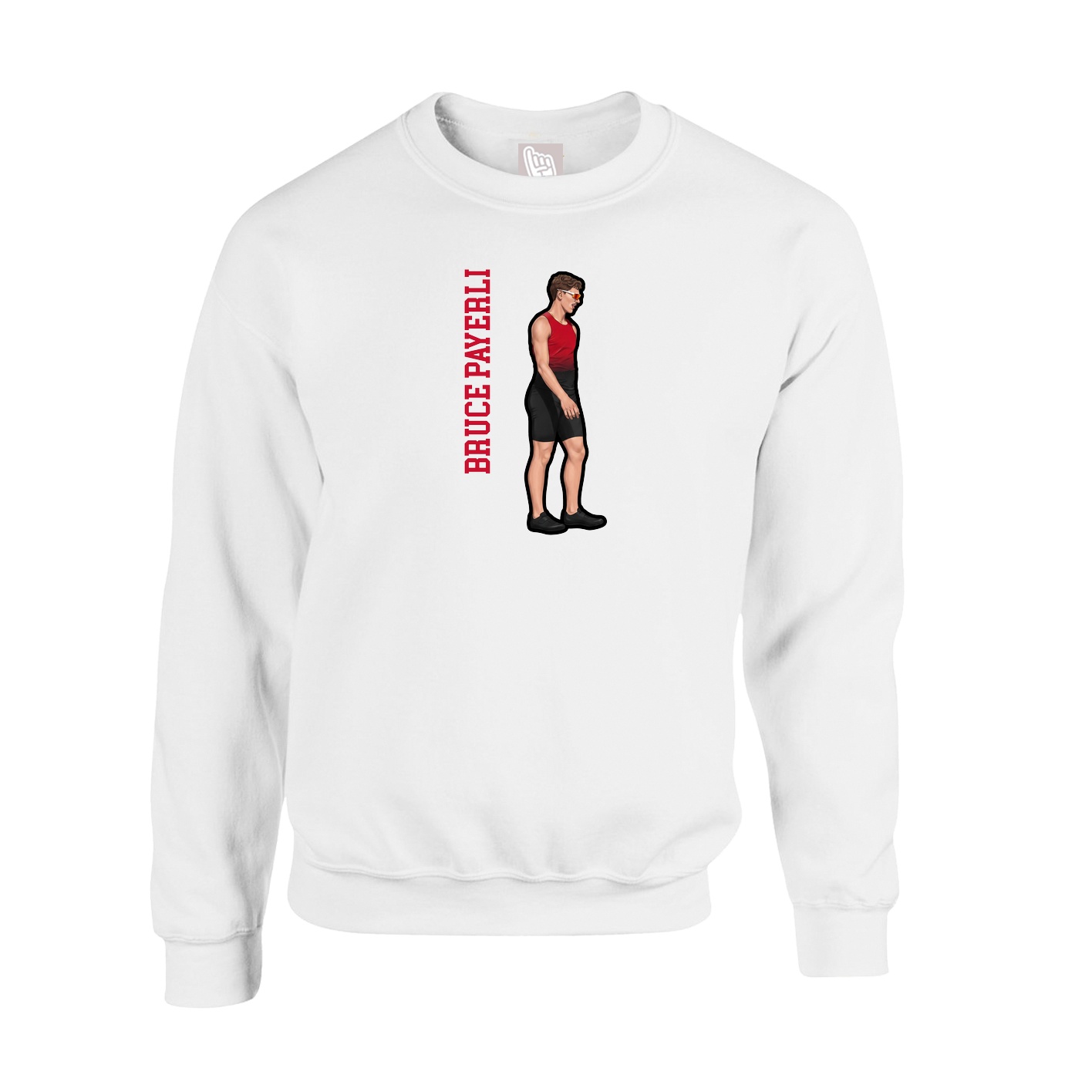 Fleece Crew — Name Vertical in White