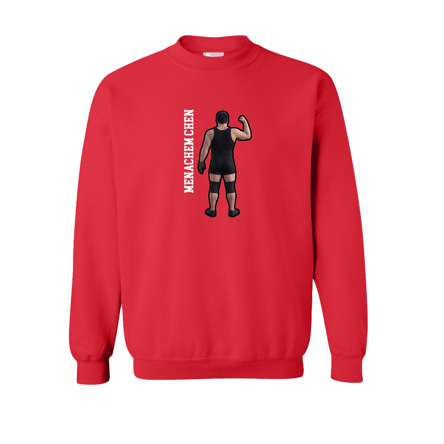 Fleece Crew — Name Vertical in Red