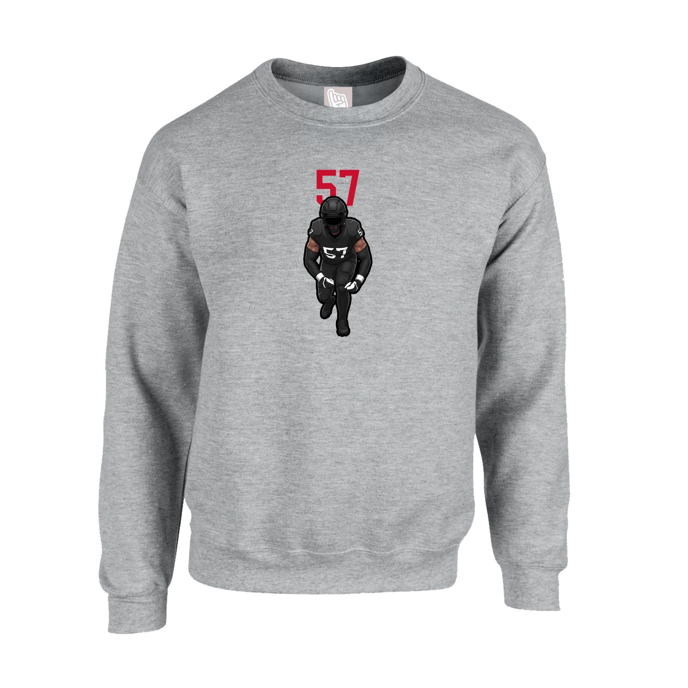 Fleece Crew — Number Top in Grey
