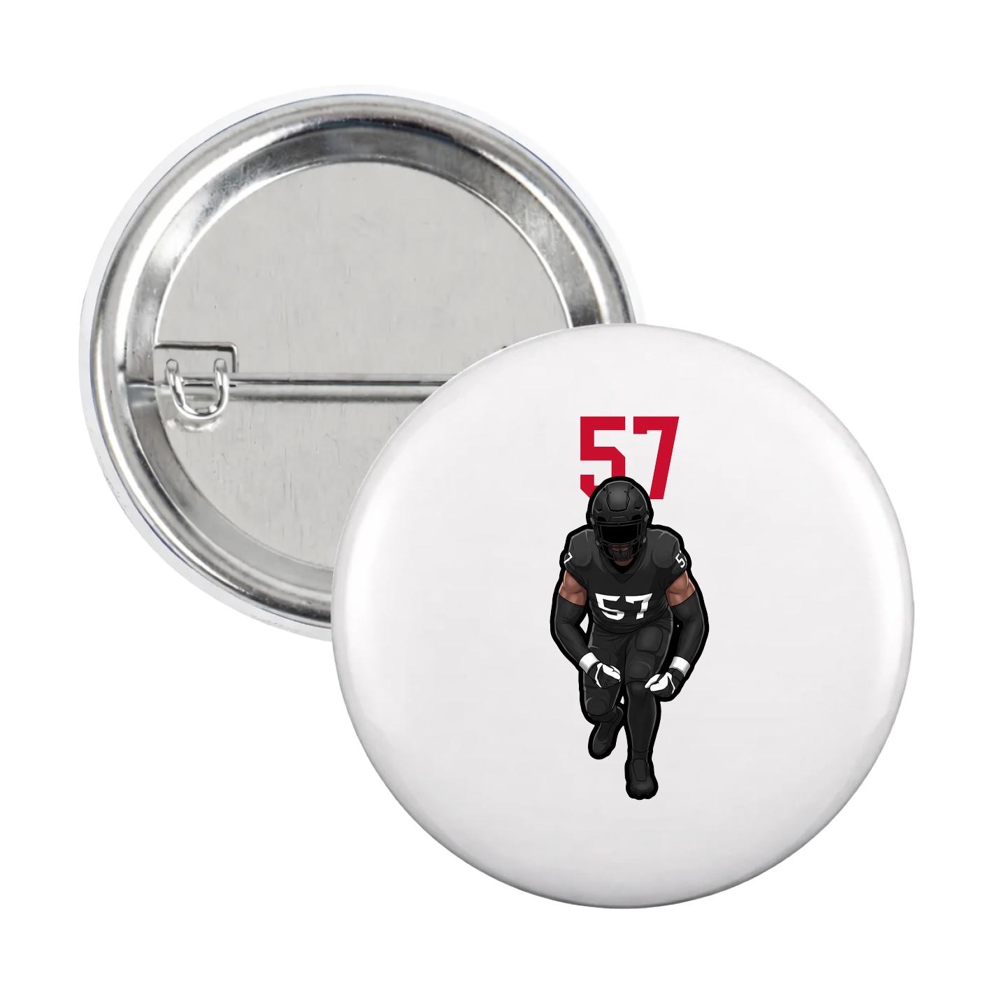 Game Day Button — Number Top in White