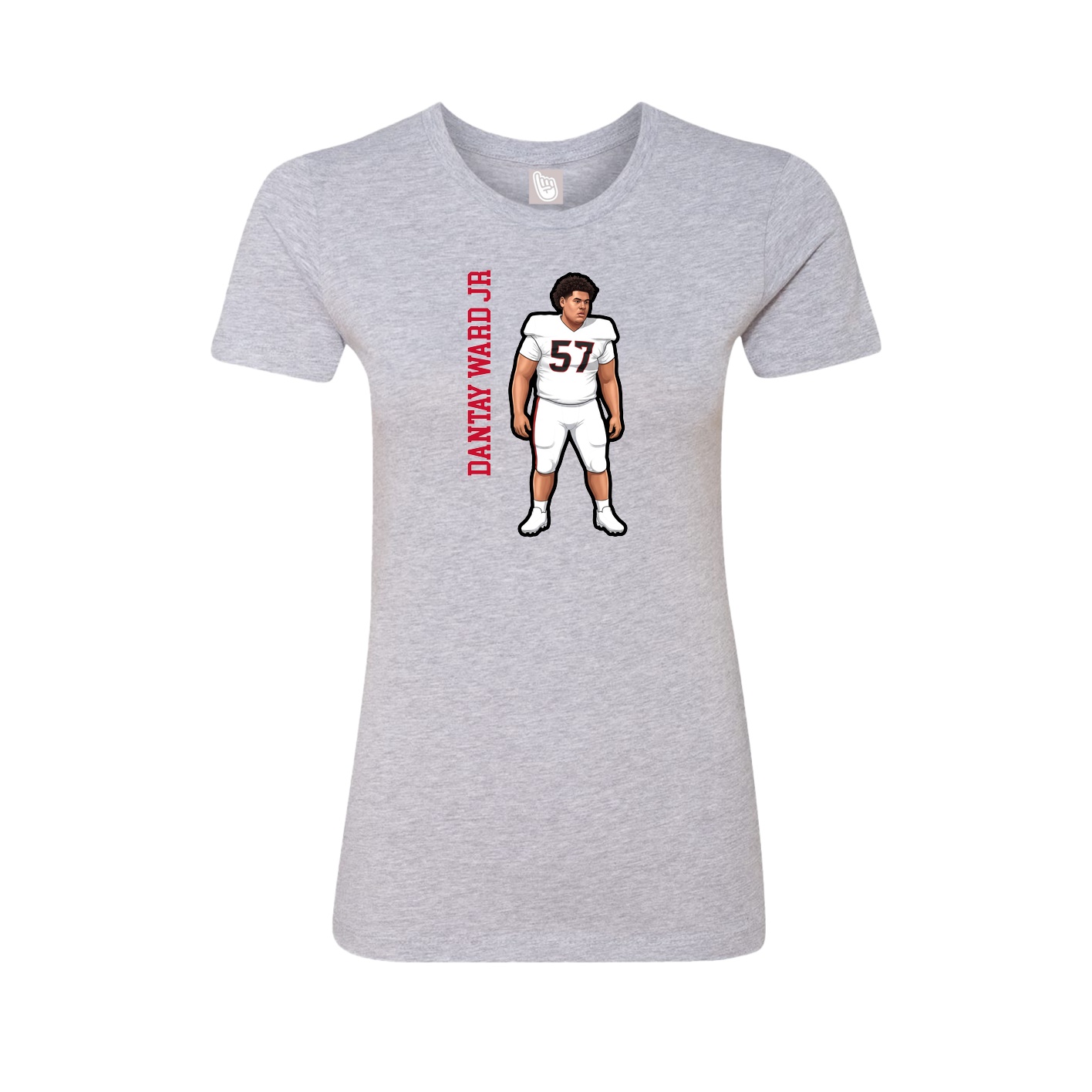 Fitted Women's Tee — Name Vertical in Grey