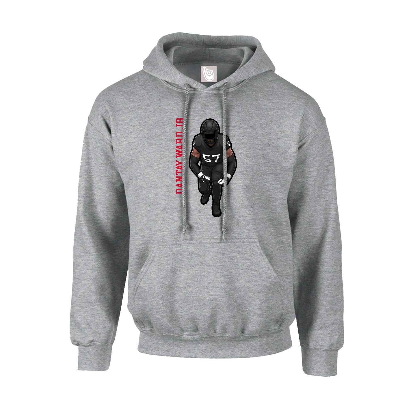 Hoodie — Name Vertical in Grey