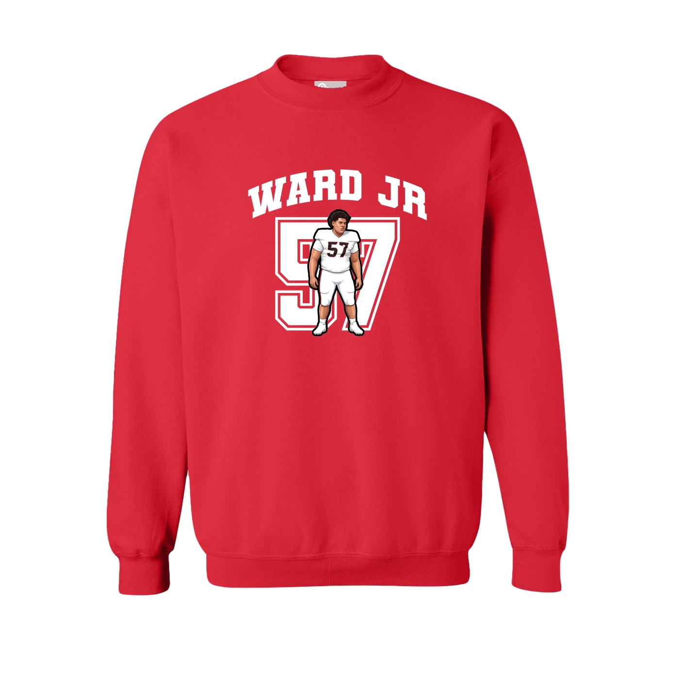 Fleece Crew — Number in Red
