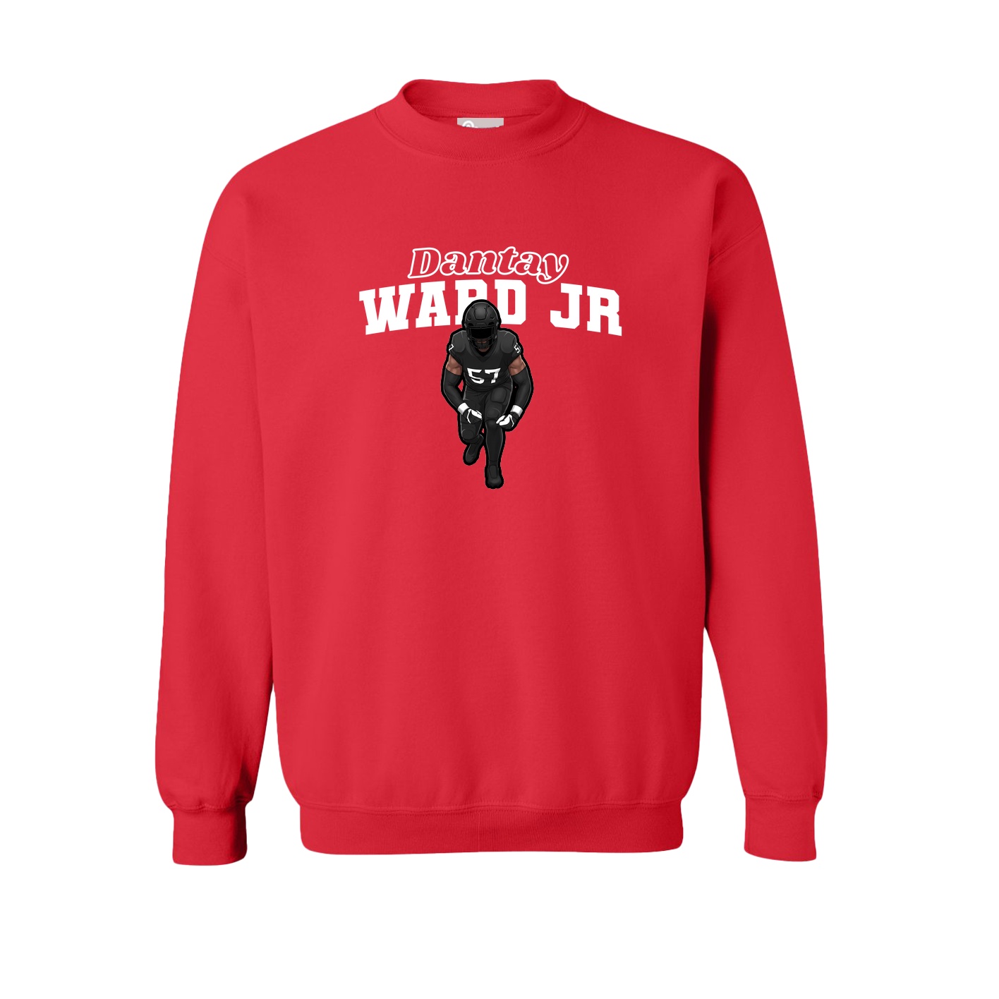 Fleece Crew — Name Arch in Red