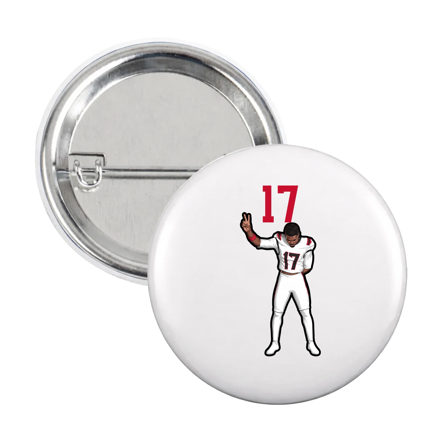 Game Day Button — Number Top in White