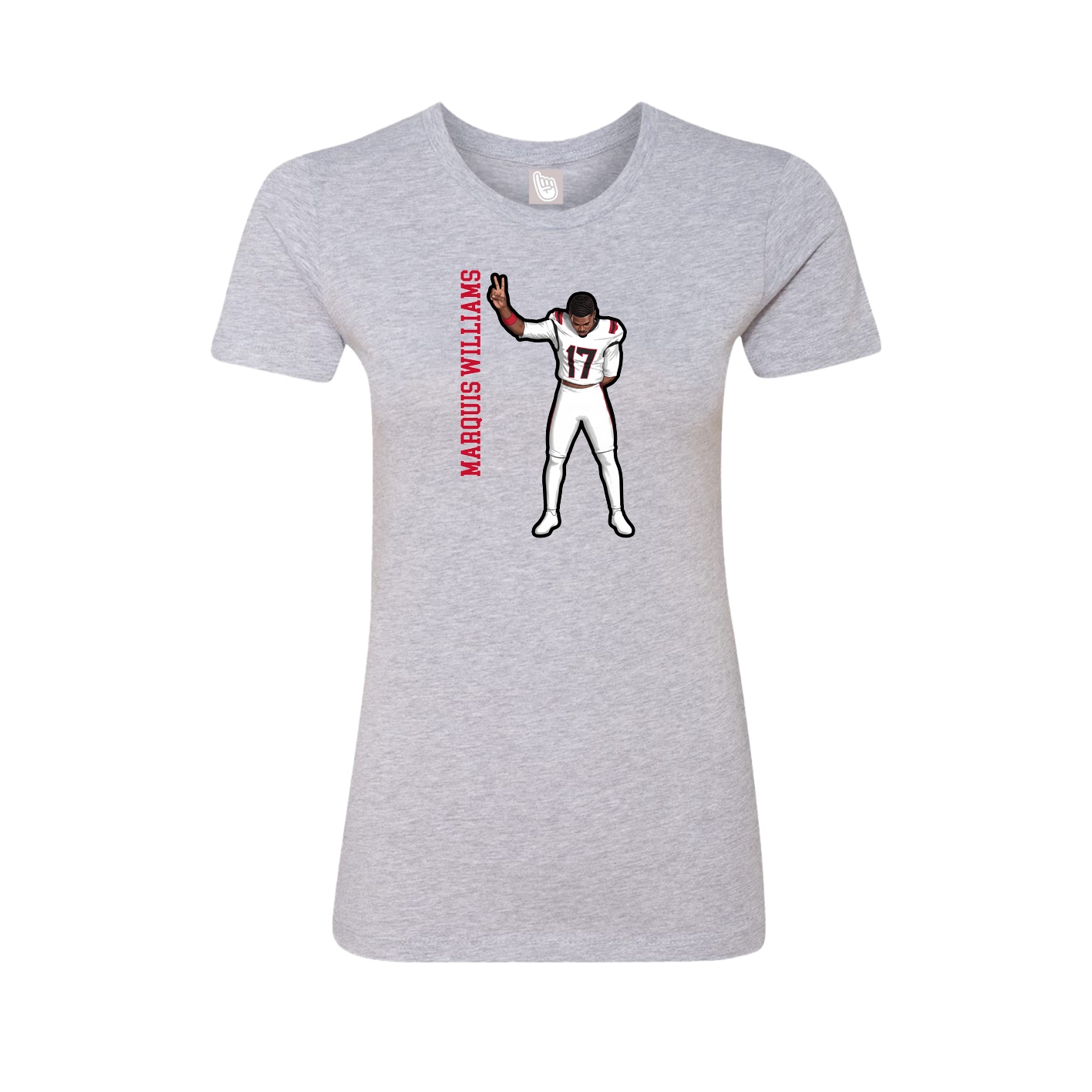 Fitted Women's Tee — Name Vertical in Grey