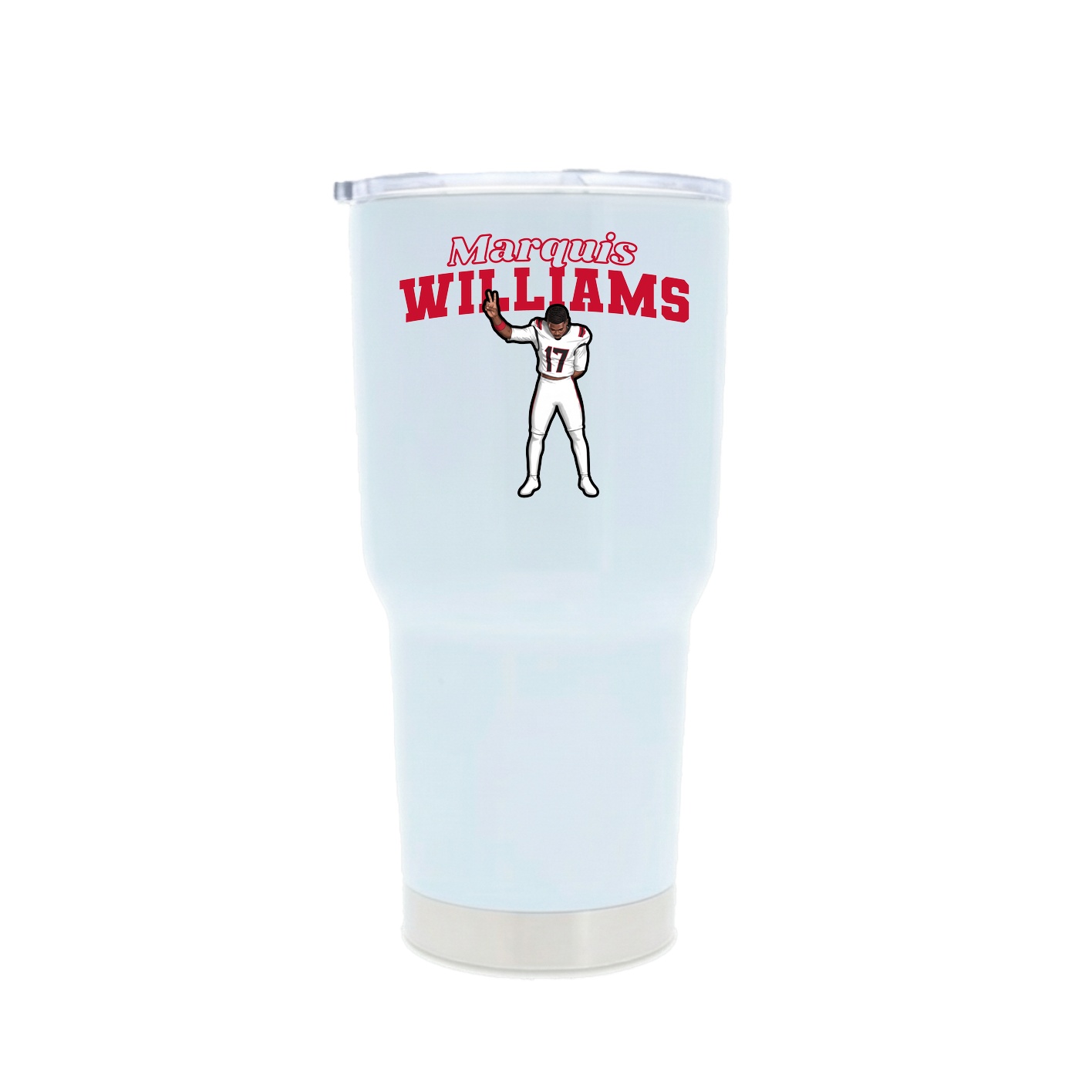 30oz Stainless Steel Tumbler — Name Arch in White