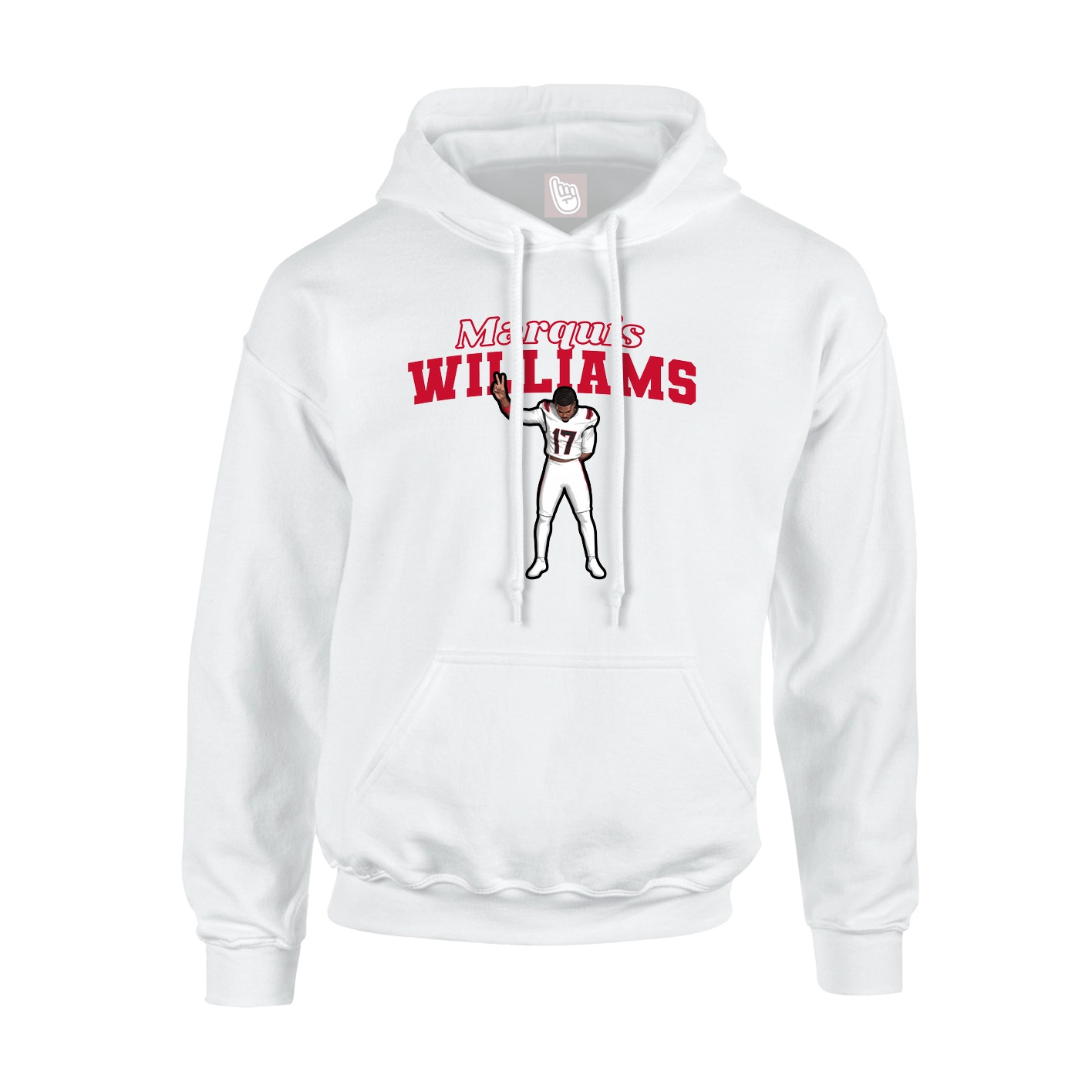 Youth Hoodie — Name Arch in White