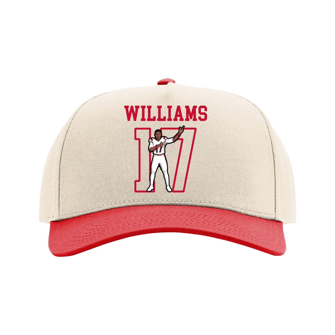 Full Fabric Five-Panel Champ Cap — Shirsey in Cream/Red
