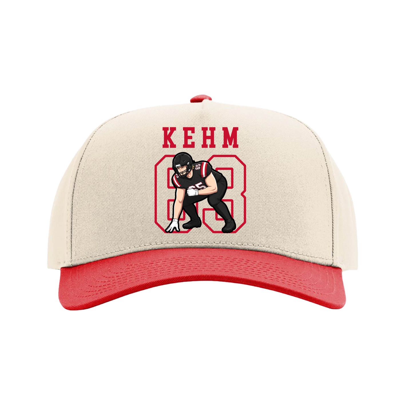 Full Fabric Five-Panel Champ Cap — Shirsey in Cream/Red