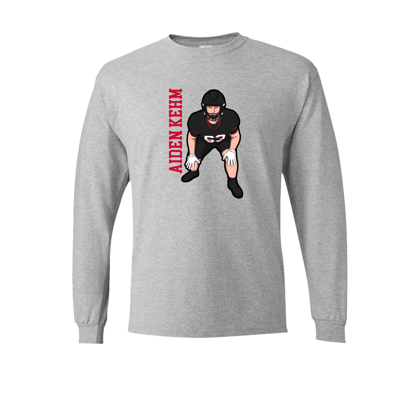 Long Sleeve Tee — Name Vertical in Grey