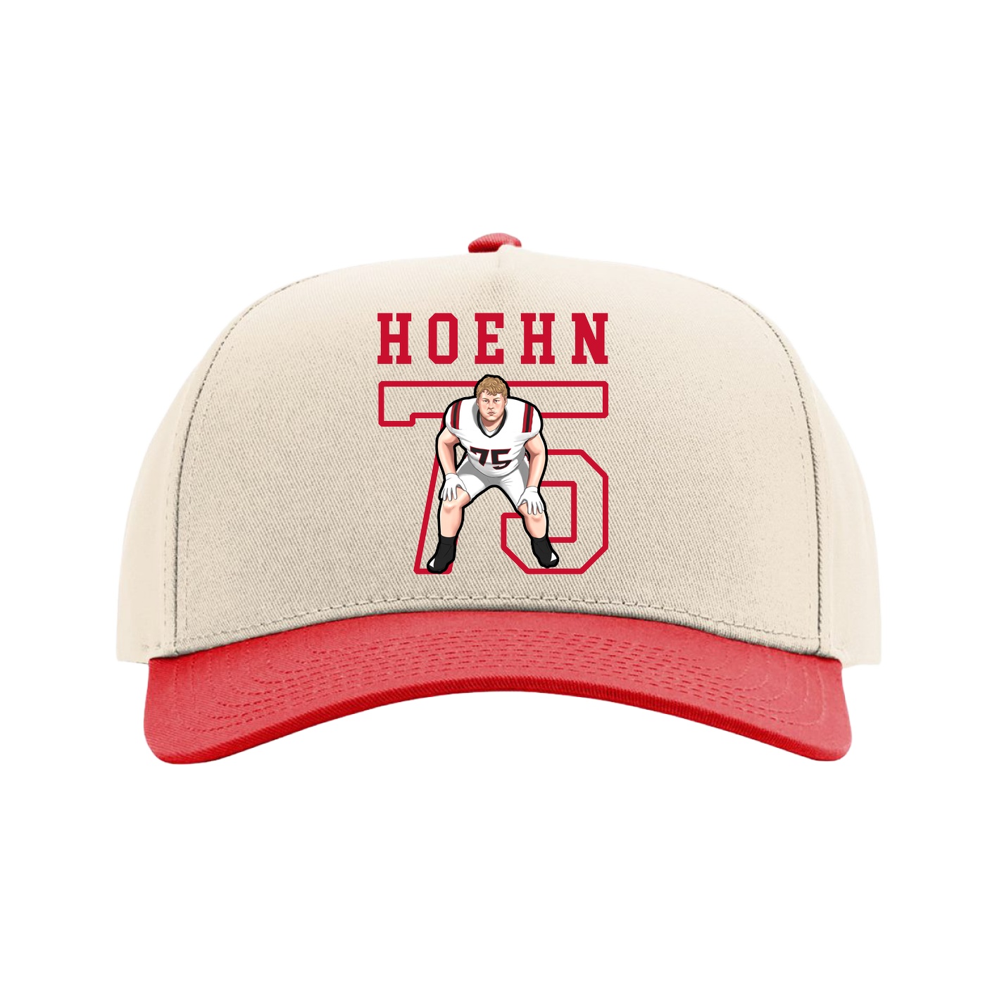 Full Fabric Five-Panel Champ Cap — Shirsey in Cream/Red