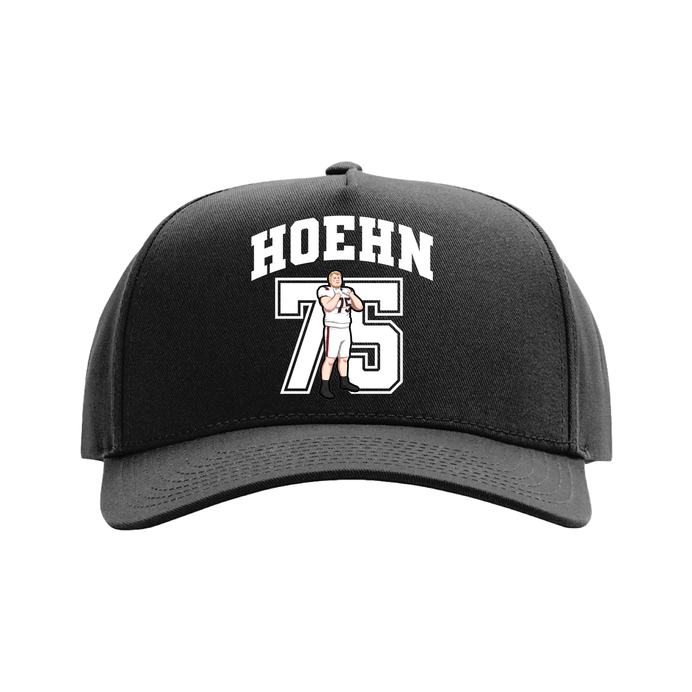 Full Fabric Five-Panel Champ Cap — Number in Black