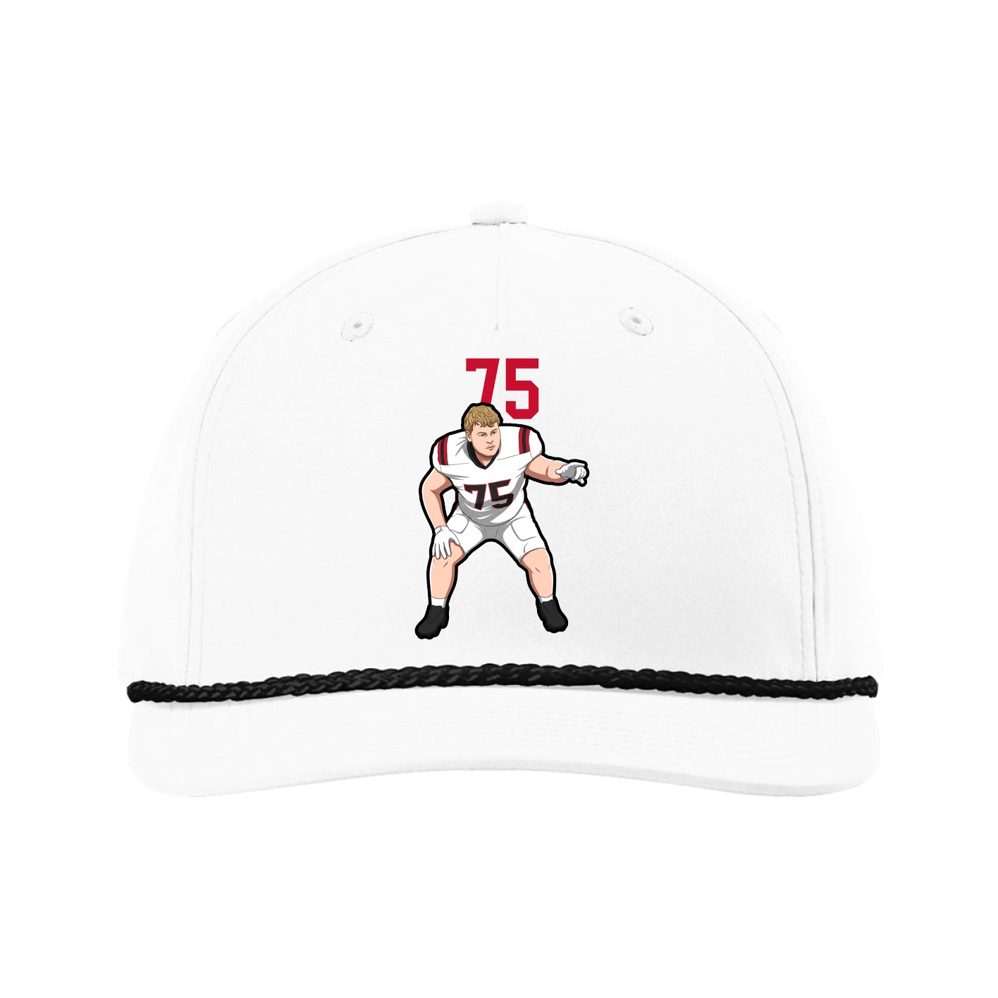 Five-Panel Classic Rope Cap — Number Top in White