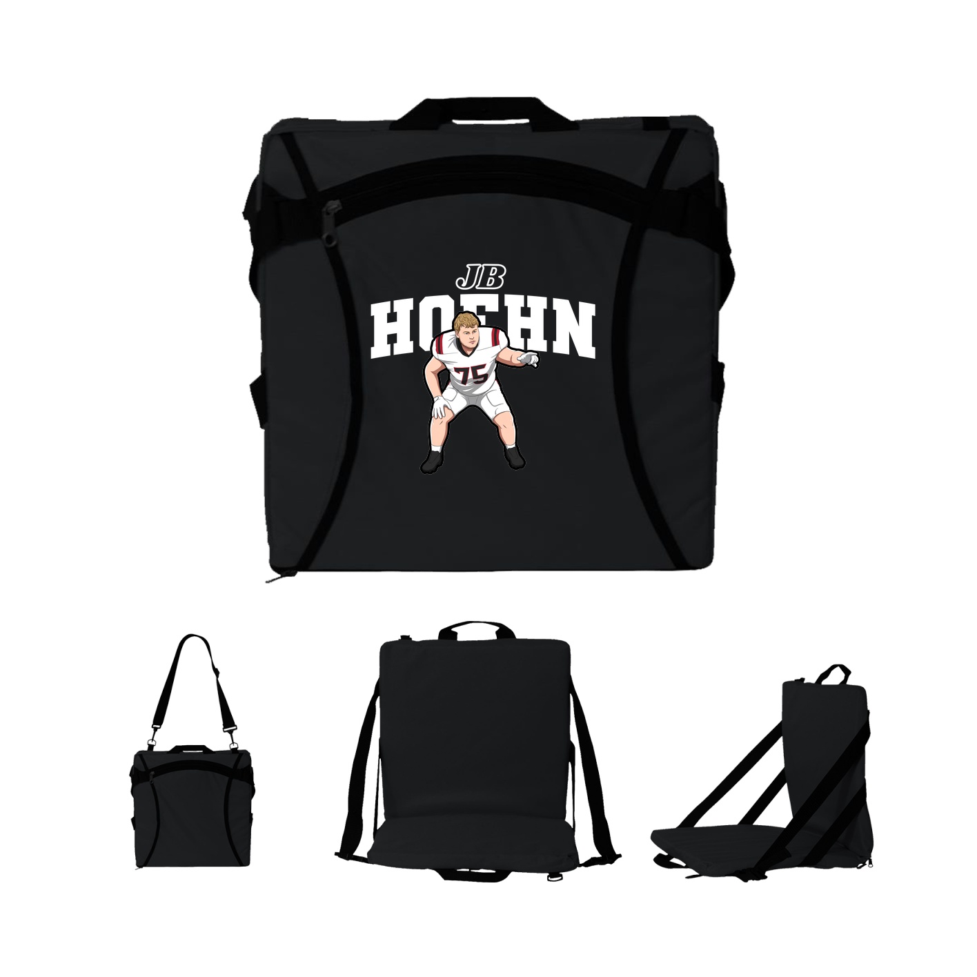 Folding Stadium Seat — Name Arch in Black