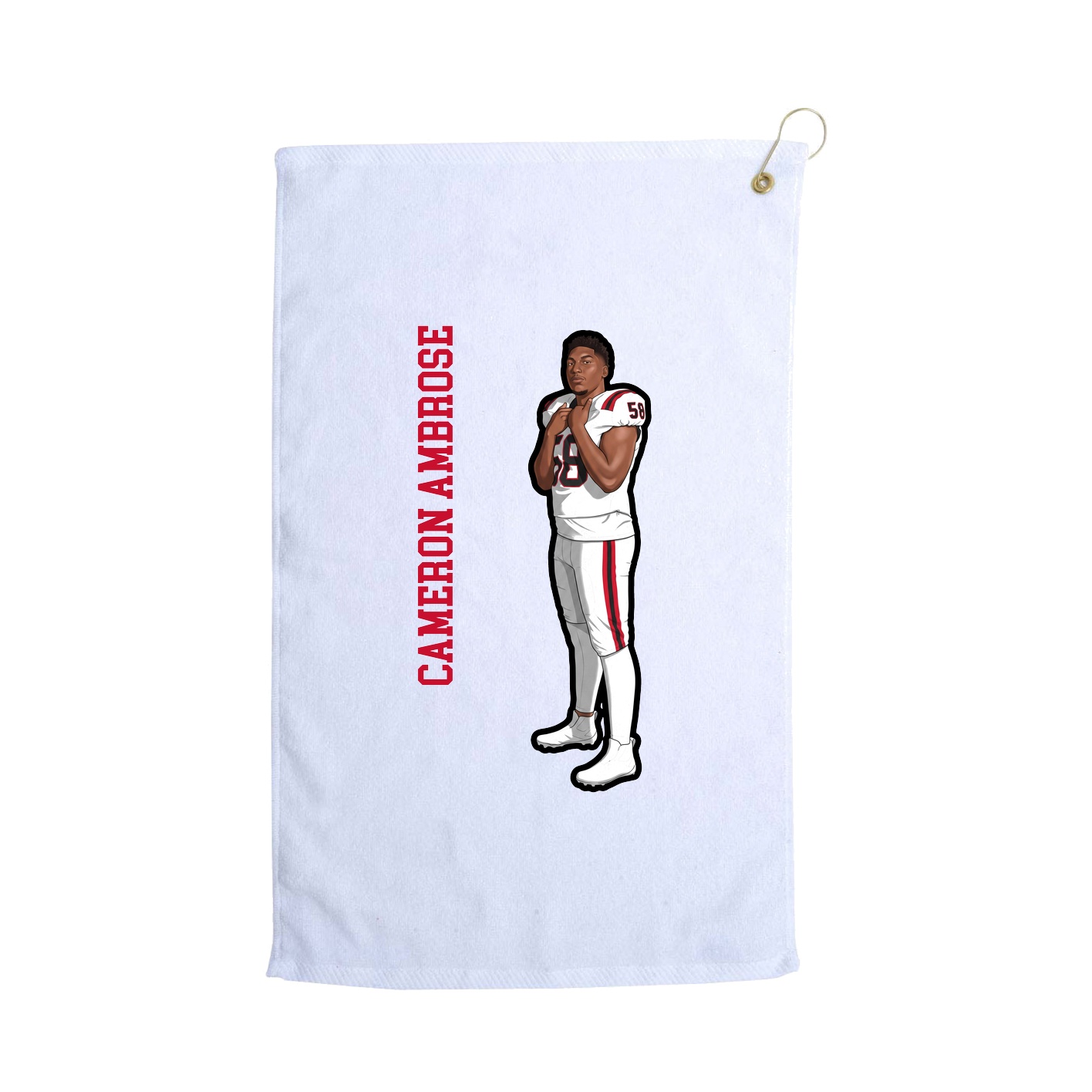 Golf Towel — Name Vertical in White