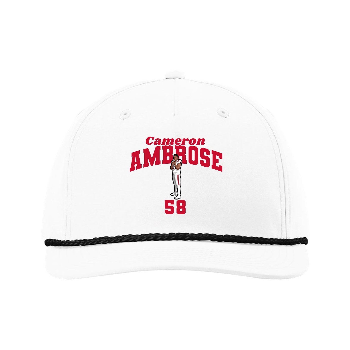 Five-Panel Classic Rope Cap — Signature Arch in White