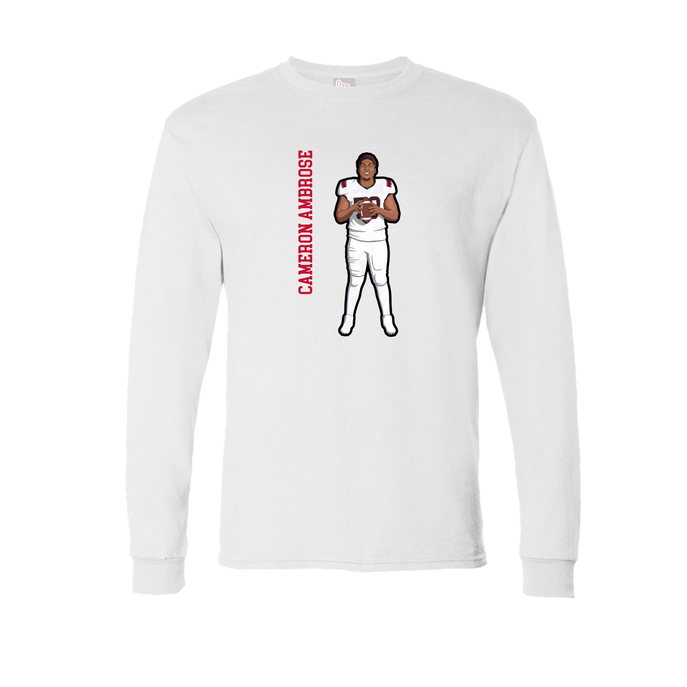 Long Sleeve Tee — Name Vertical in White